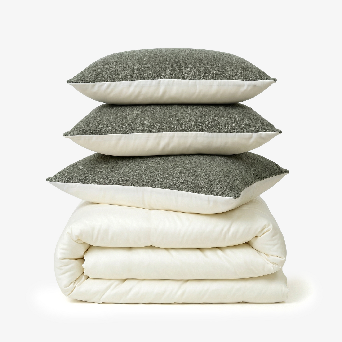 ZARF Italian Staple Weave Baby Size Comforter With 1 Designer Pillow Case & 1 Breakfast Cushion Cover - Grain