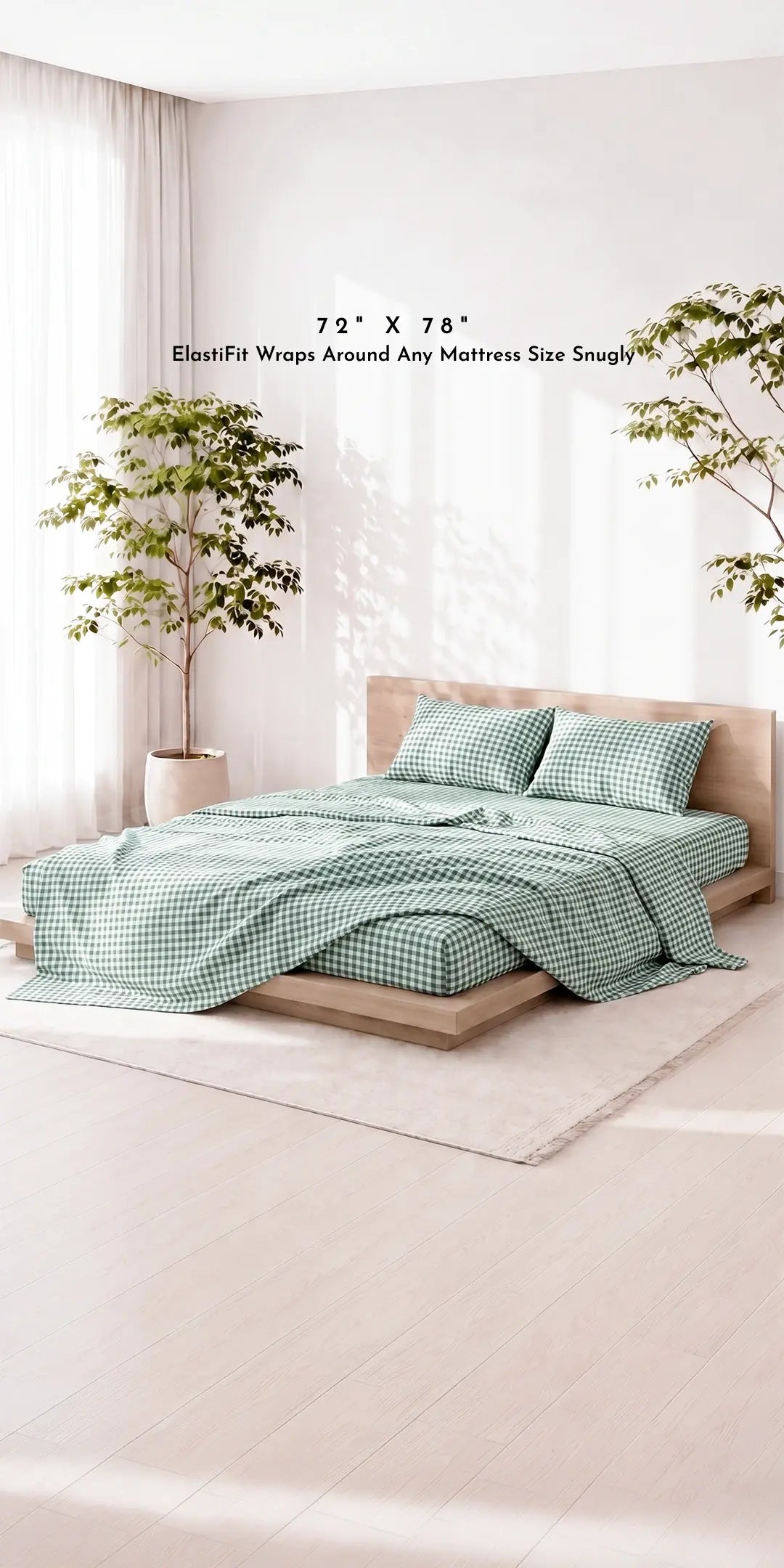 ZERIES EGYPTIAN COTTON FITTED BEDSHEET WITH 2 PILLOW CASES - Greengrid