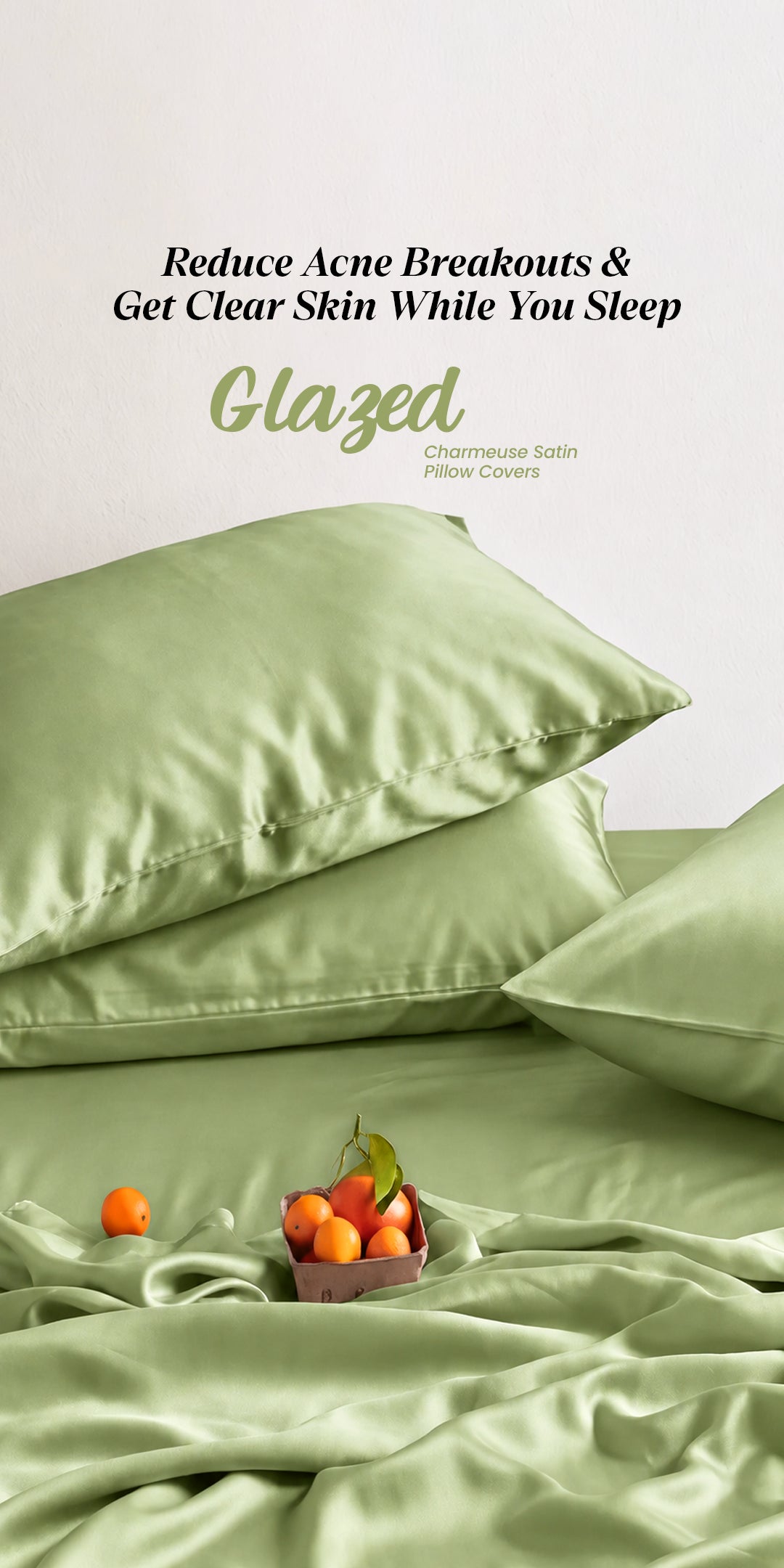 Zarf Glazed Charmeuse Satin Acne-Reducing Pillow Cover - Pine