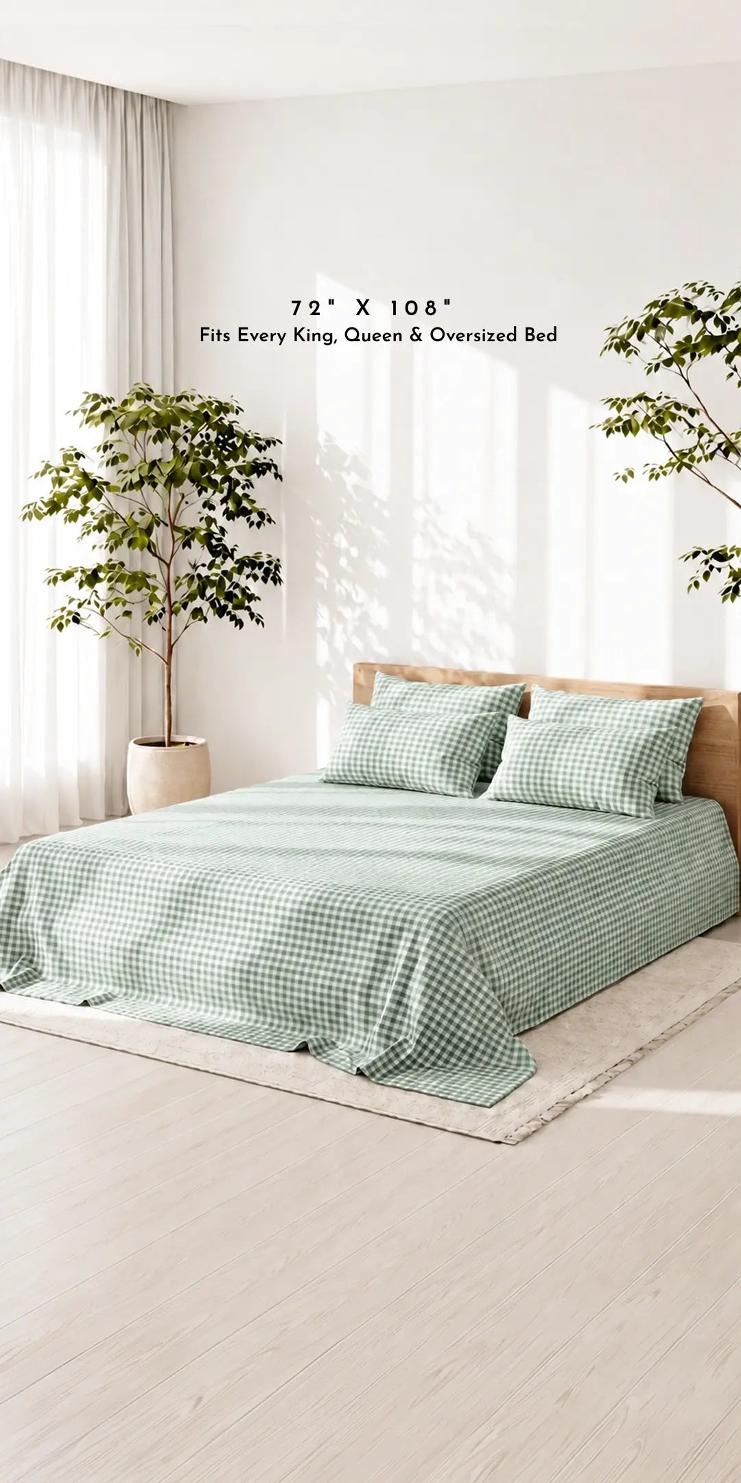 Zeries Egyptian Cotton Single Size Bedsheet With 4 Pillow Cover - Greengrid