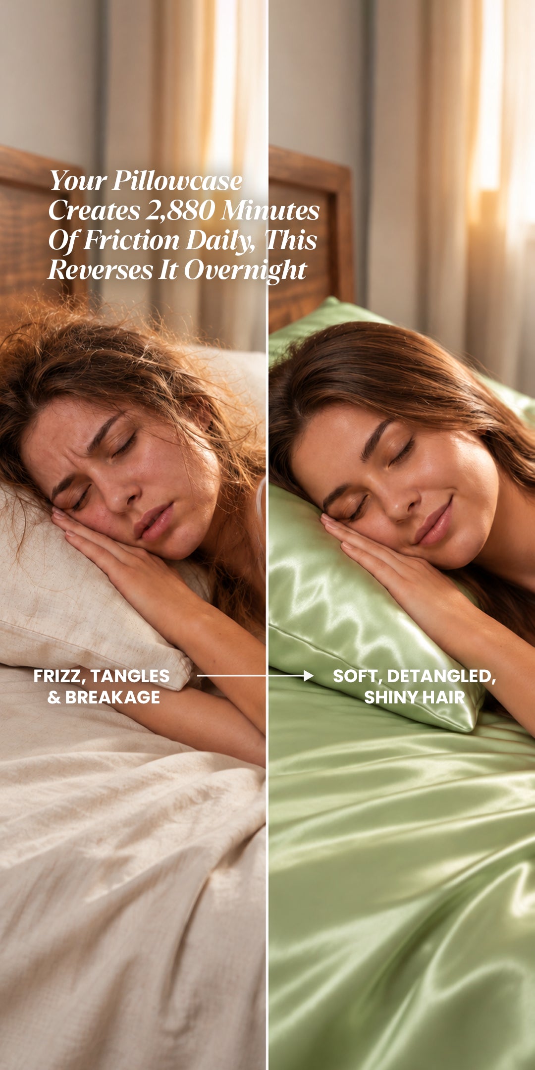 Zarf Glazed Charmeuse Satin Frizz-Reducing Pillow Cover - Pine