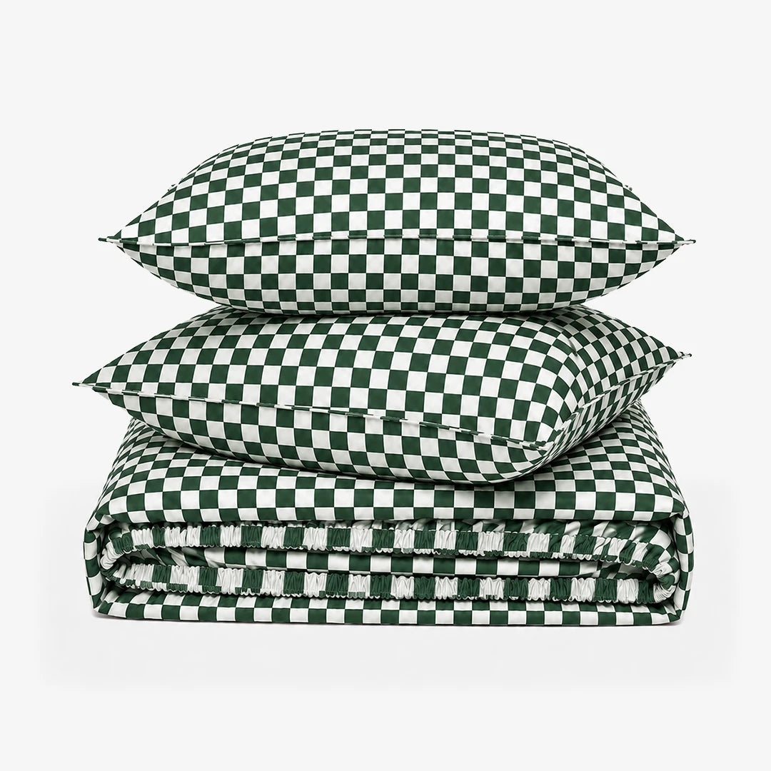 ZERIES PERCALE WEAVE EGYPTIAN COTTON FITTED BEDSHEET WITH 2 PILLOW CASES - Green