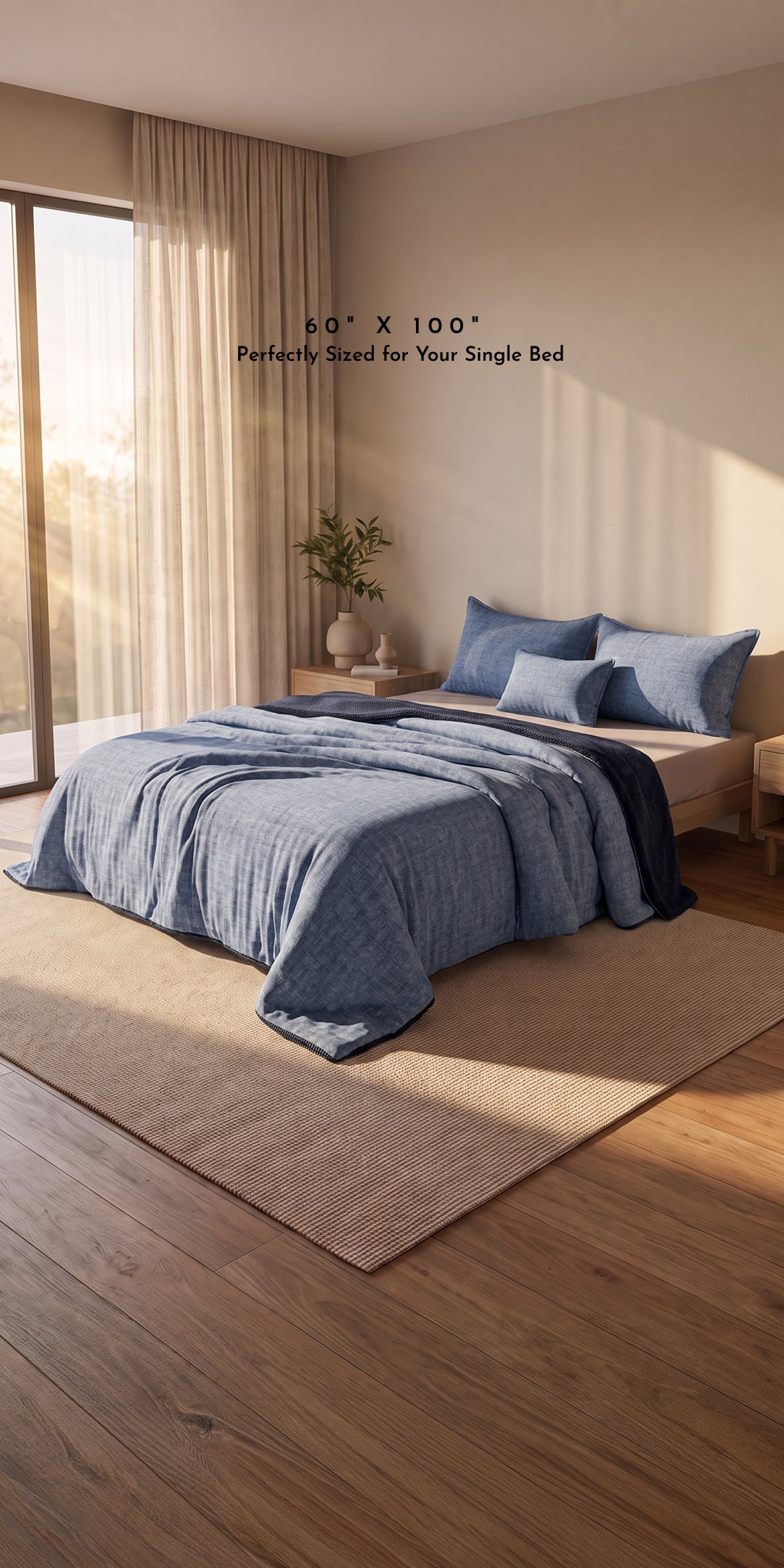 Zarf Reversible Quilt For Single Size Bed With 2 Pillow Covers and 1 Breakfast Cushion cover - Harbour