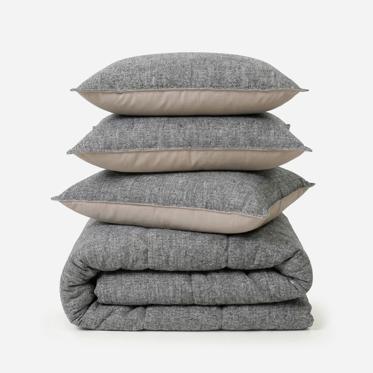 Zarf Linen Blend Bedding Set Of 9 - Harbour