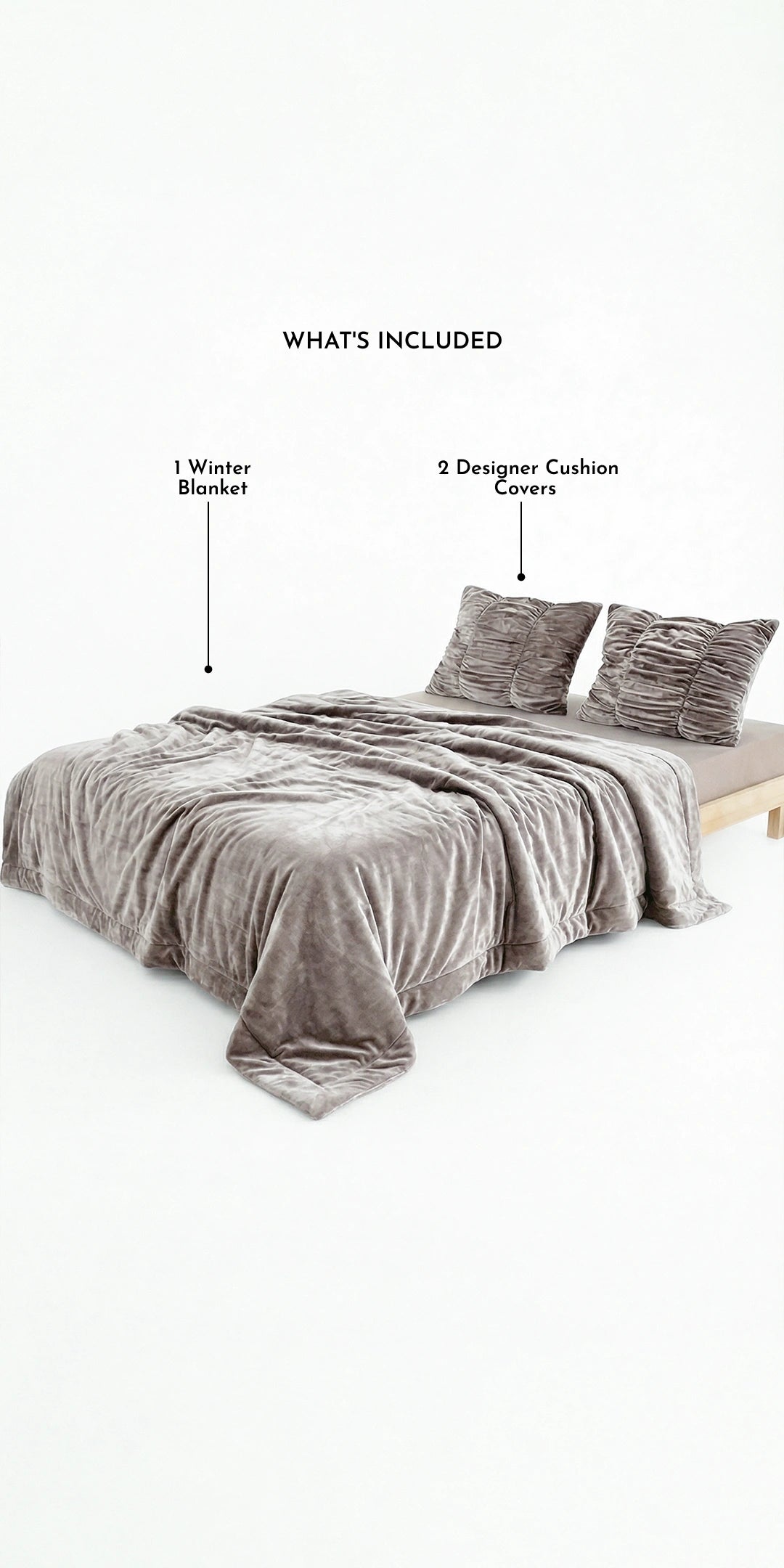 Zarf Ultra-Warm Luxury Winter Blanket With Two Cushion Covers - Heather