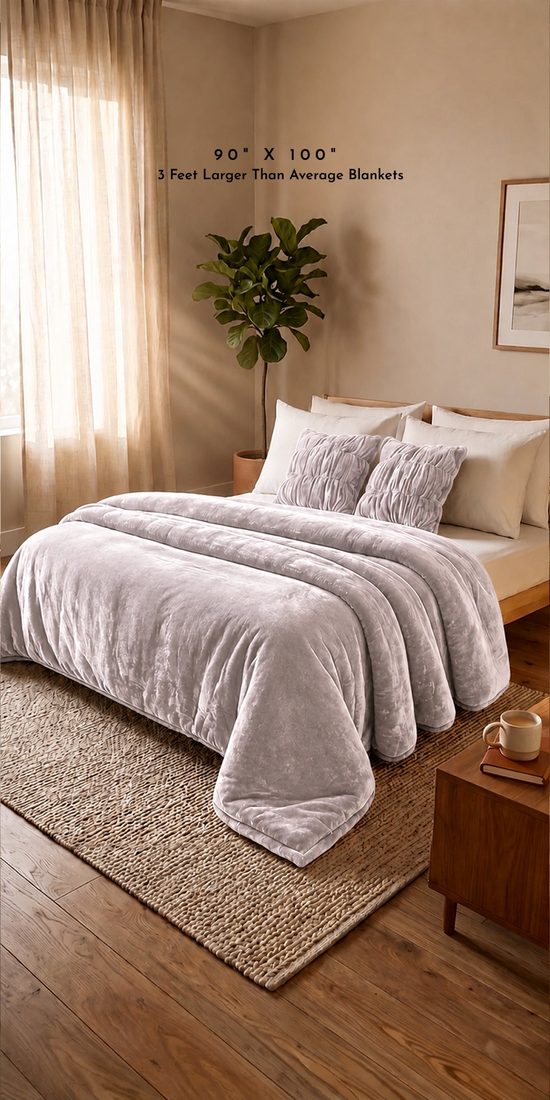 Zarf Ultra-Warm Luxury Winter Blanket With Two Cushion Covers - Heather