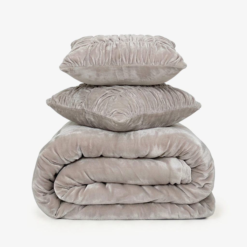 Zarf Ultra-Warm Luxury Winter Blanket With Two Cushion Covers - Heather