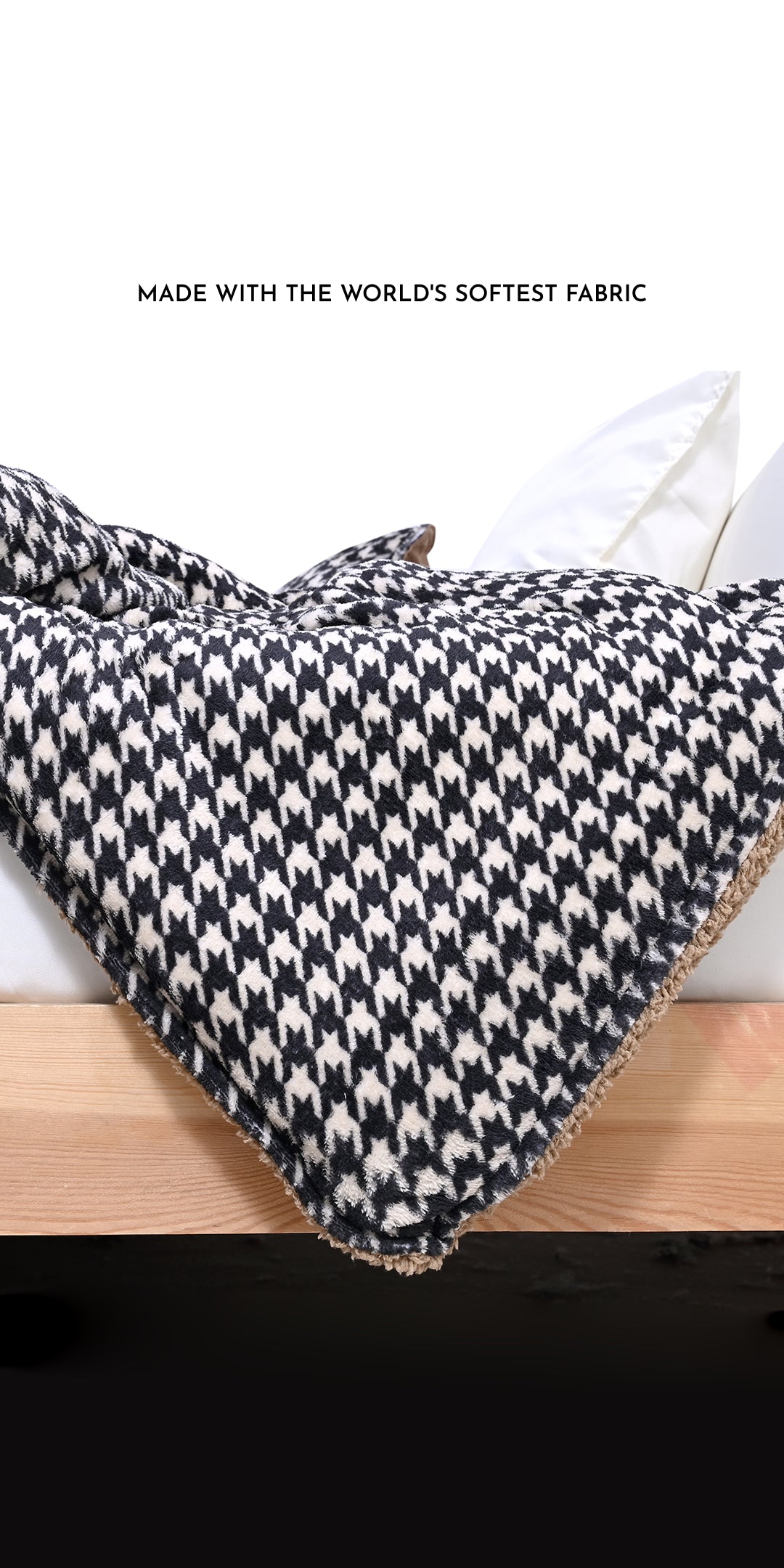Zarf Reversible Quilt For Single Size Bed With 2 Pillow Covers and 1 Cushion Cover - Houndstooth
