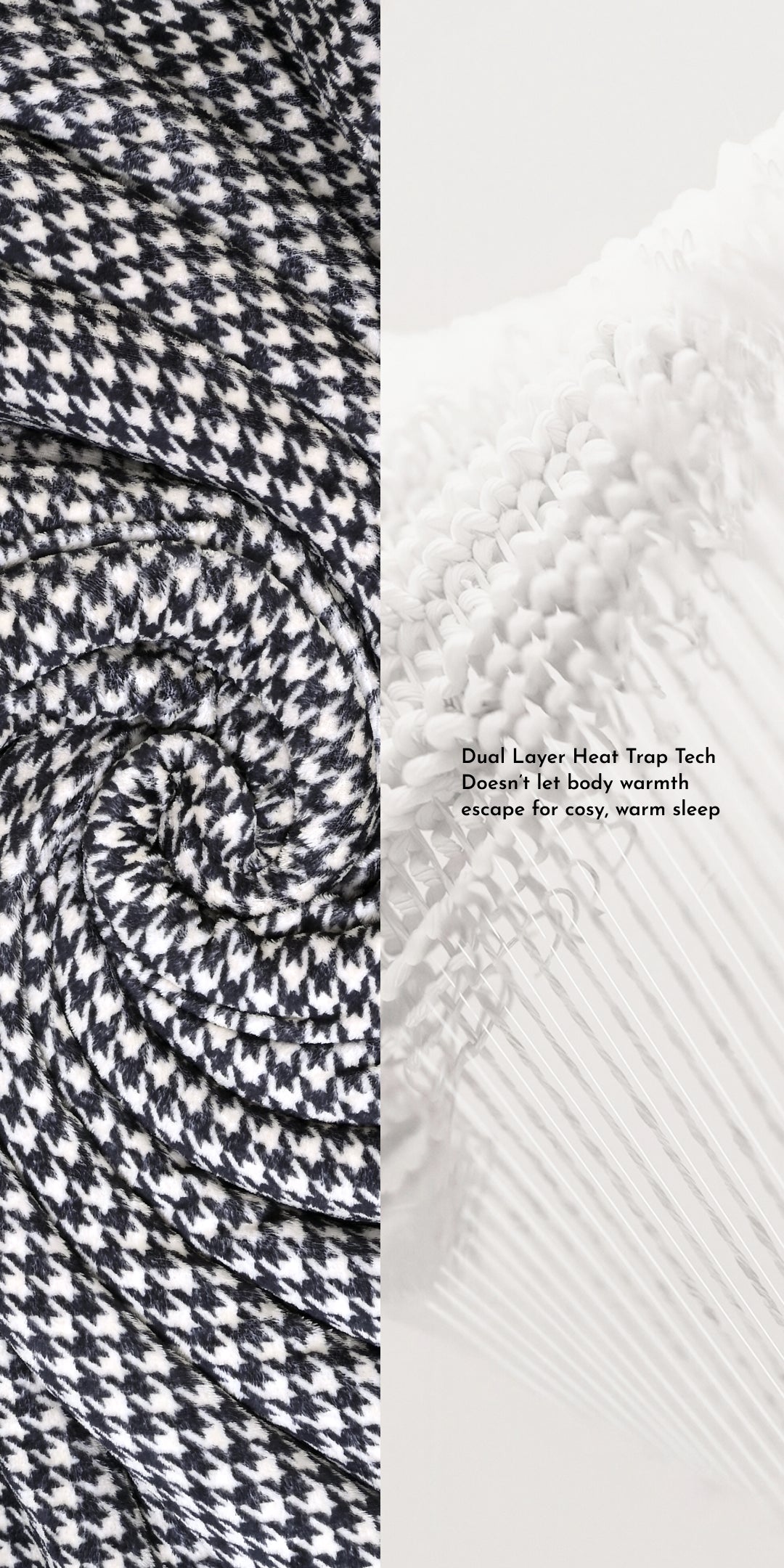 Zarf Reversible Quilt For Single Size Bed With 2 Pillow Covers and 1 Cushion Cover - Houndstooth
