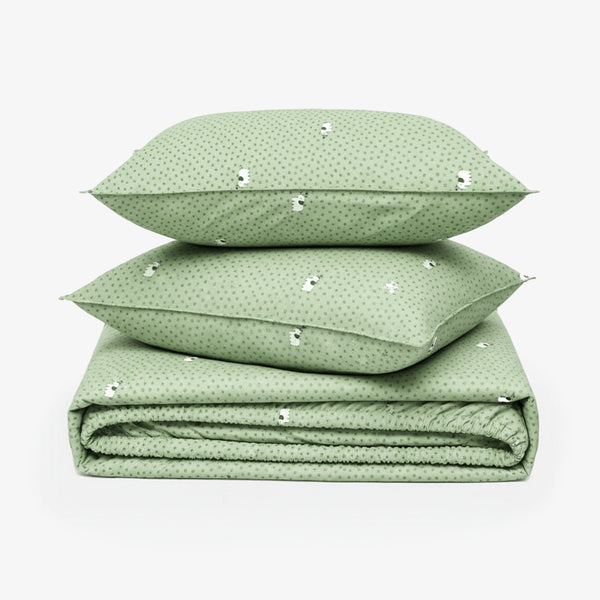 ZERIES PERCALE WEAVE EGYPTIAN COTTON FITTED BEDSHEET WITH 2 PILLOW CASES - Huxley