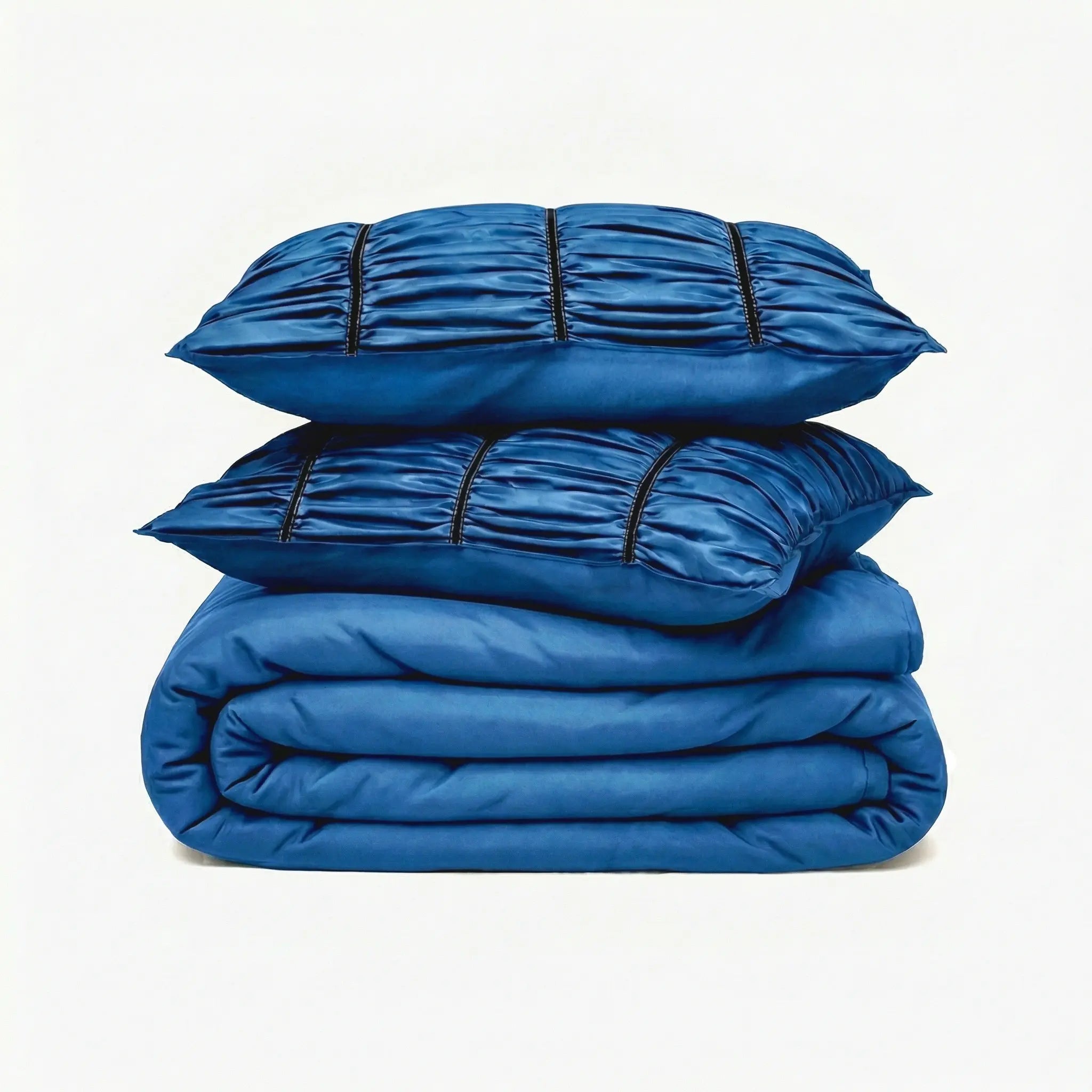 Zarf Italian Staple Weave Bedding Set Of 8 For Single Size Bed - Indigo