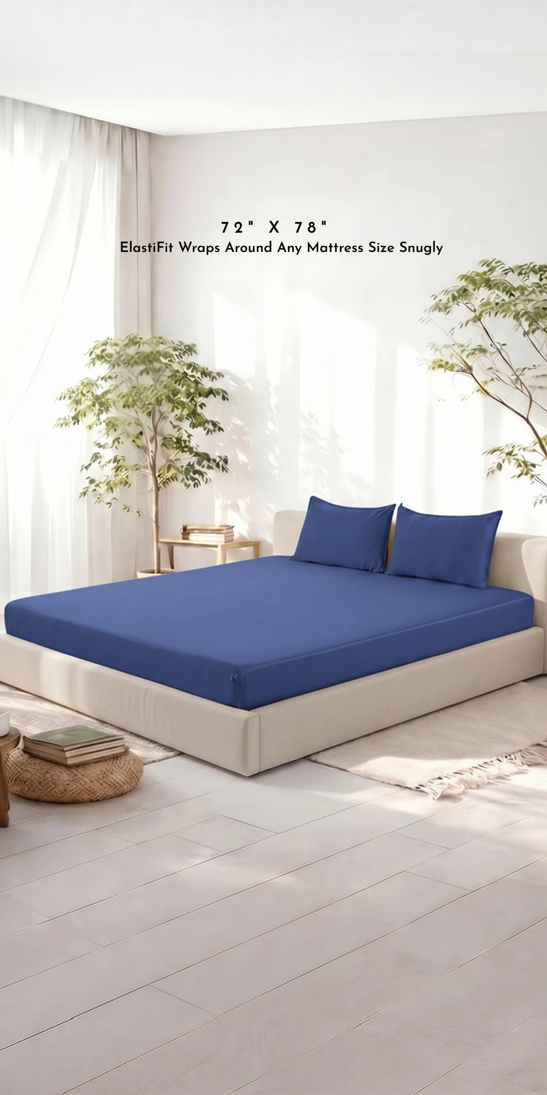 ZARF Italian Weave Fitted Bedsheet - Indigo