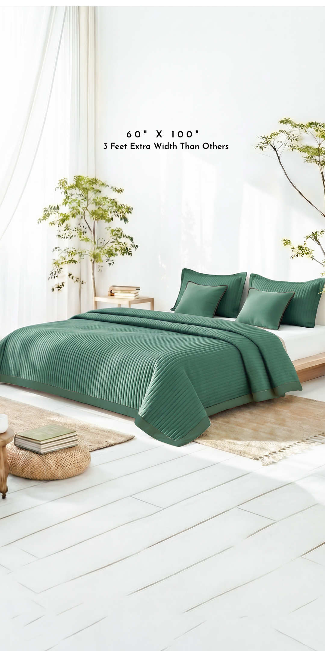 Zarf AC Comforters For Single Size Bed With 2 Pillow Cases & 2 Cushion Covers - Jade