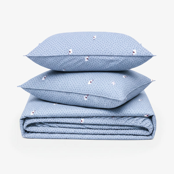 ZERIES PERCALE WEAVE EGYPTIAN COTTON FITTED BEDSHEET WITH 2 PILLOW CASES - Langley