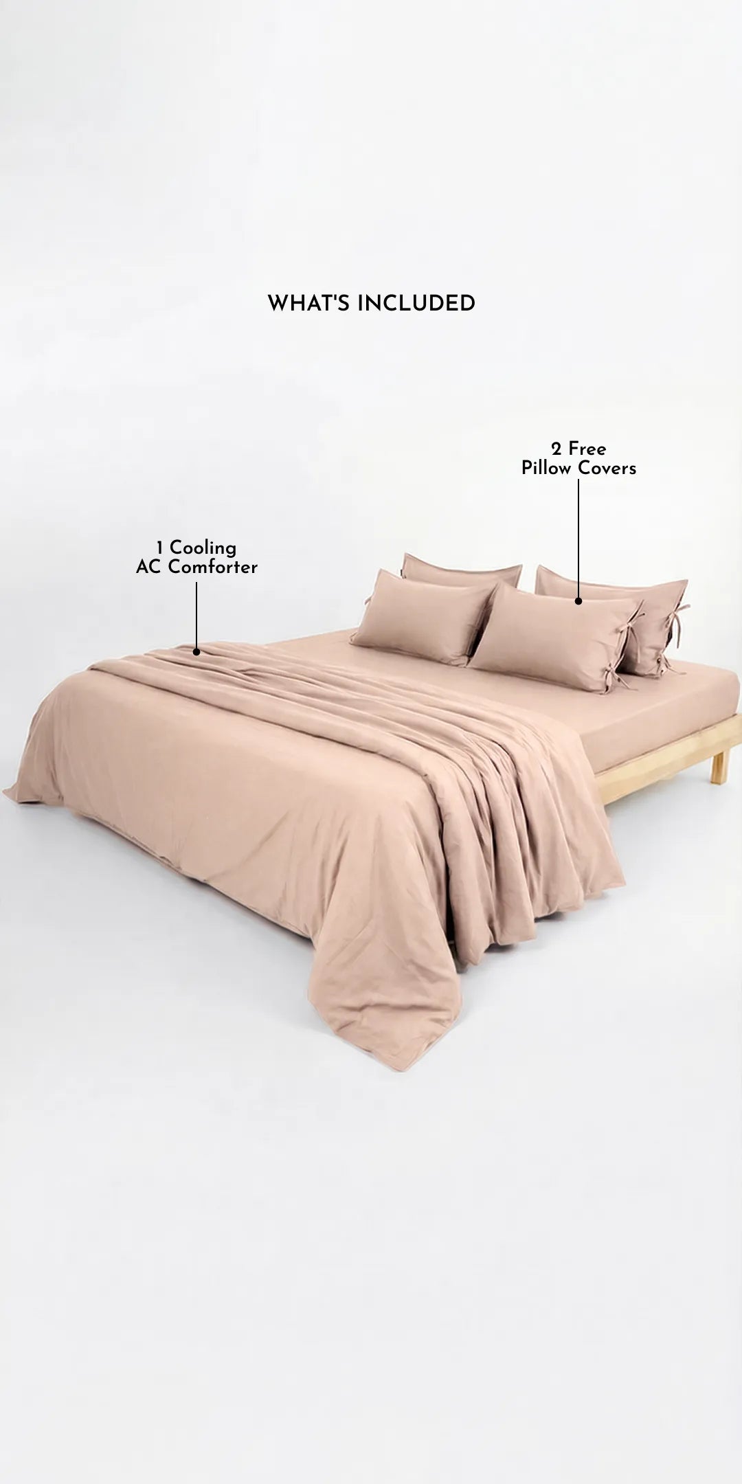 ZARF Italian Staple Weave Comforter For Single Size Bed With 2 Pillow Covers - Latte