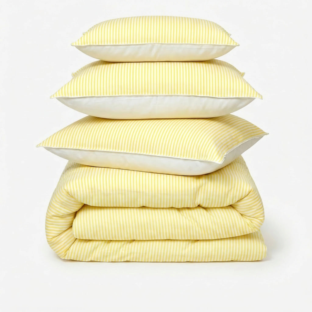 Linen Blend AC Comforter With 2 Pillow Cases and 1 Breakfast Pillow - Limone