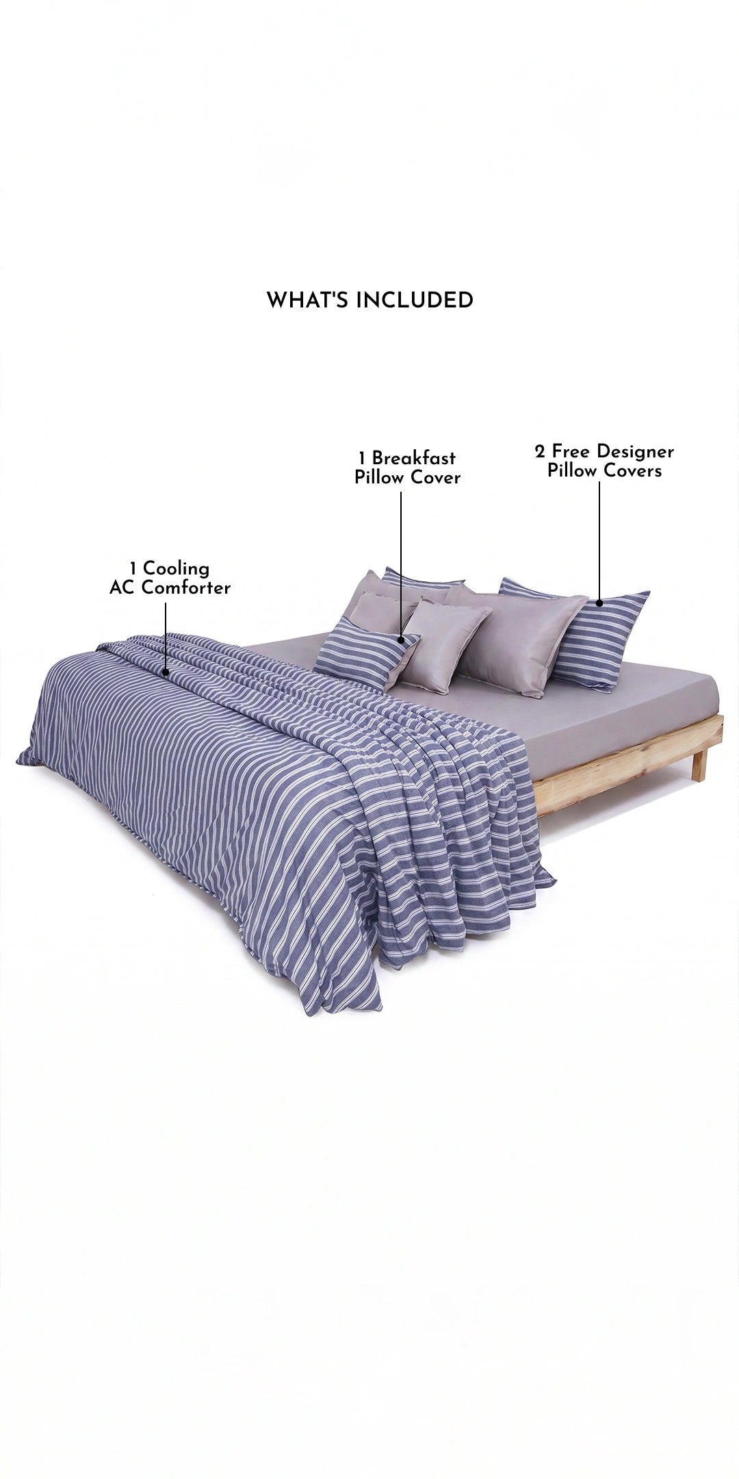 Linen Blend AC Comforter With 2 Pillow Cases and 1 Breakfast Pillow - Linea
