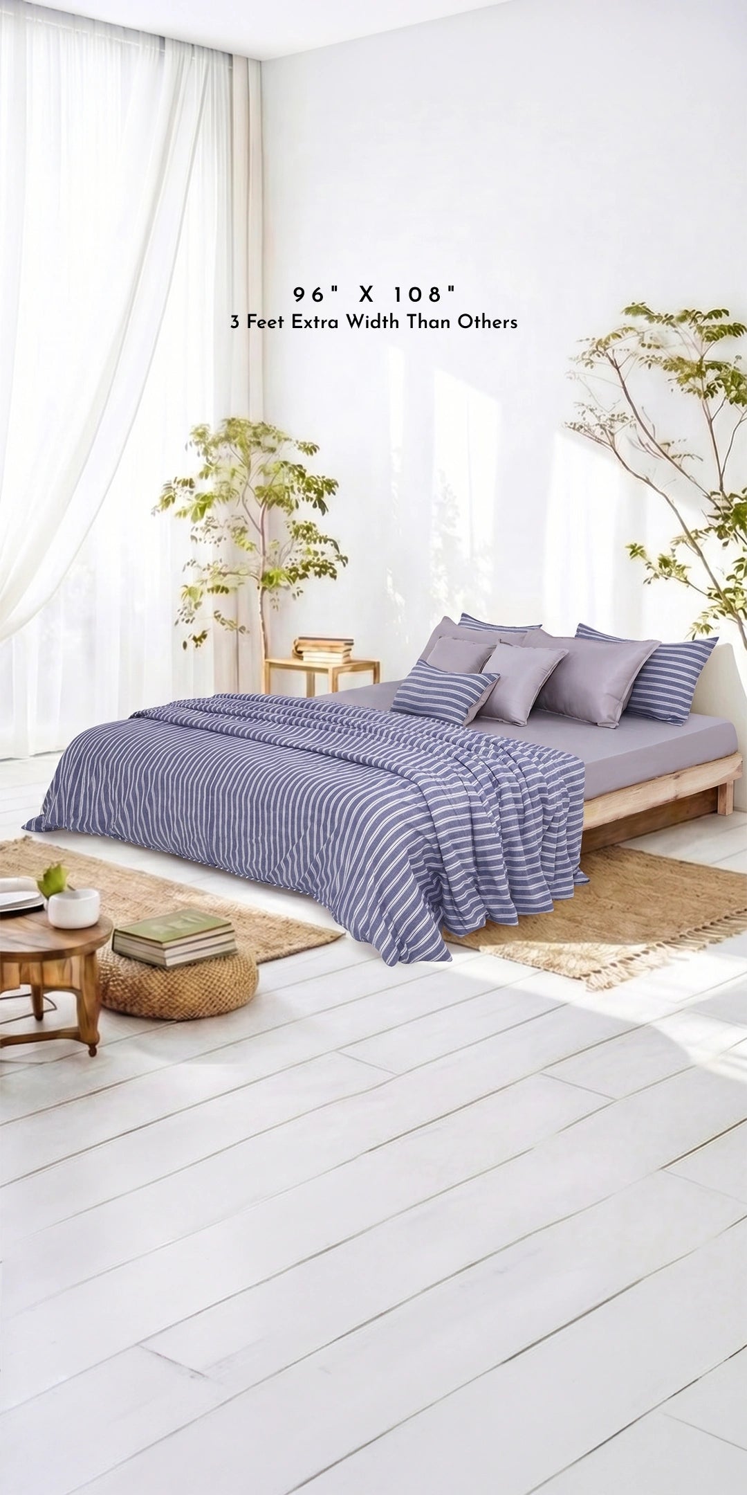 Linen Blend AC Comforter With 2 Pillow Cases and 1 Breakfast Pillow - Linea
