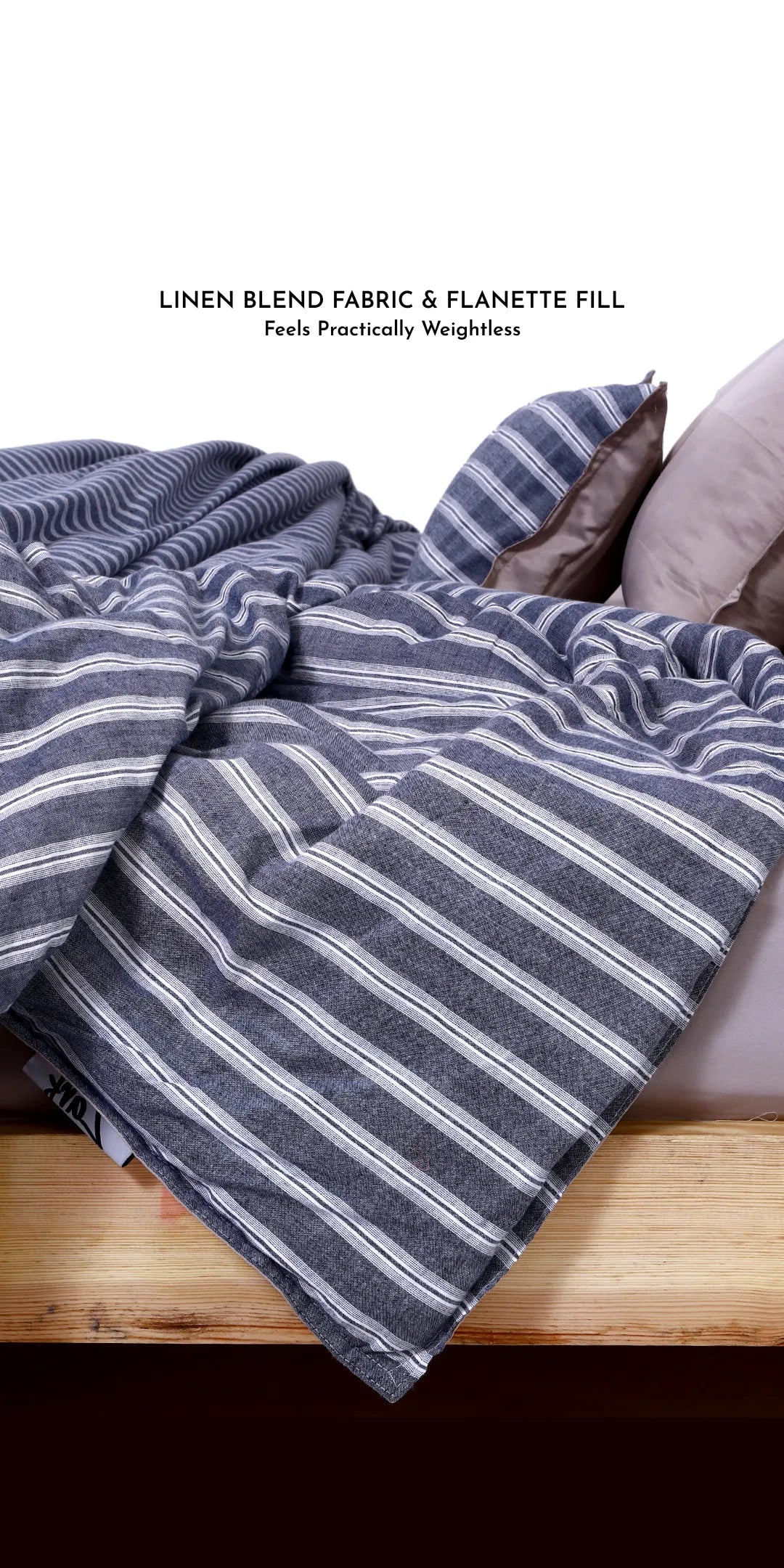 Linen Blend AC Comforter With 2 Pillow Cases and 1 Breakfast Pillow - Linea
