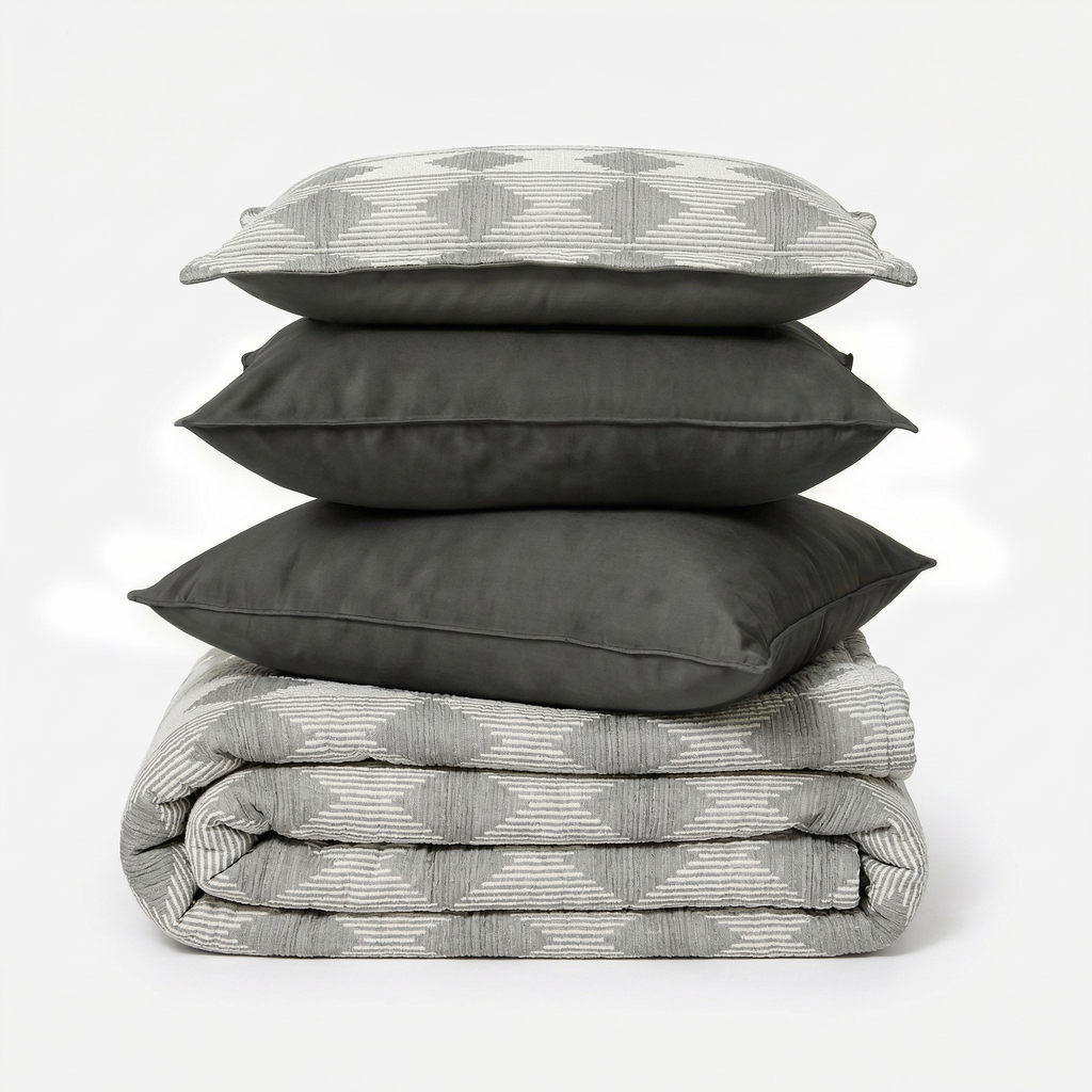 Zarf California King Size Plush Cotton AC Blanket With 2 Pillow Cases - Lunar Dust