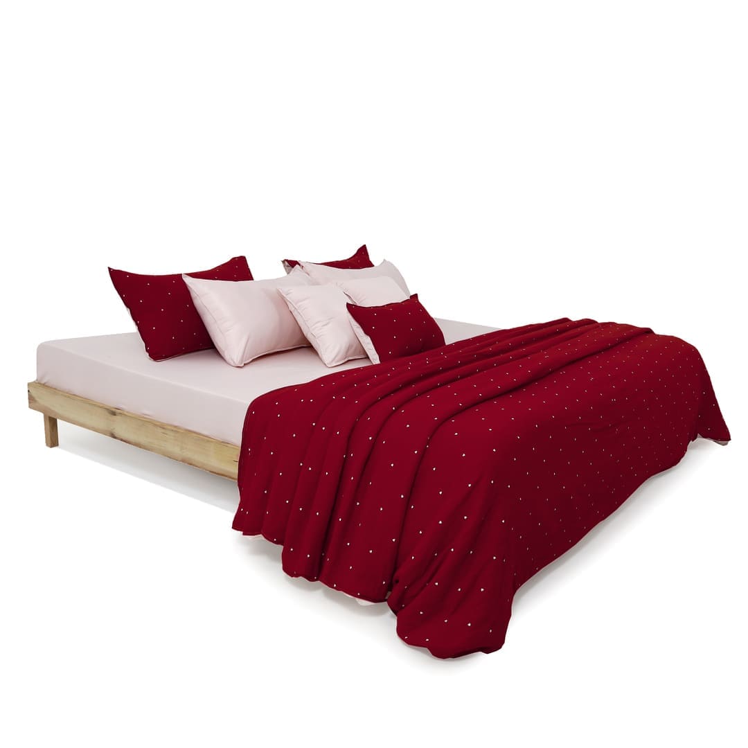 Linen Blend AC Comforter With 2 Pillow Cases and 1 Breakfast Pillow - Luvlap