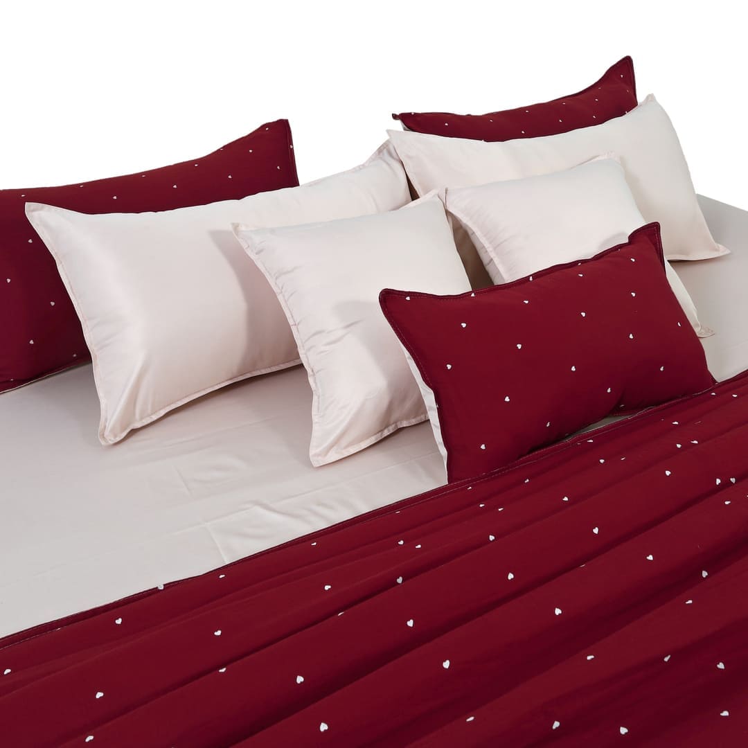 Linen Blend AC Comforter With 2 Pillow Cases and 1 Breakfast Pillow - Luvlap