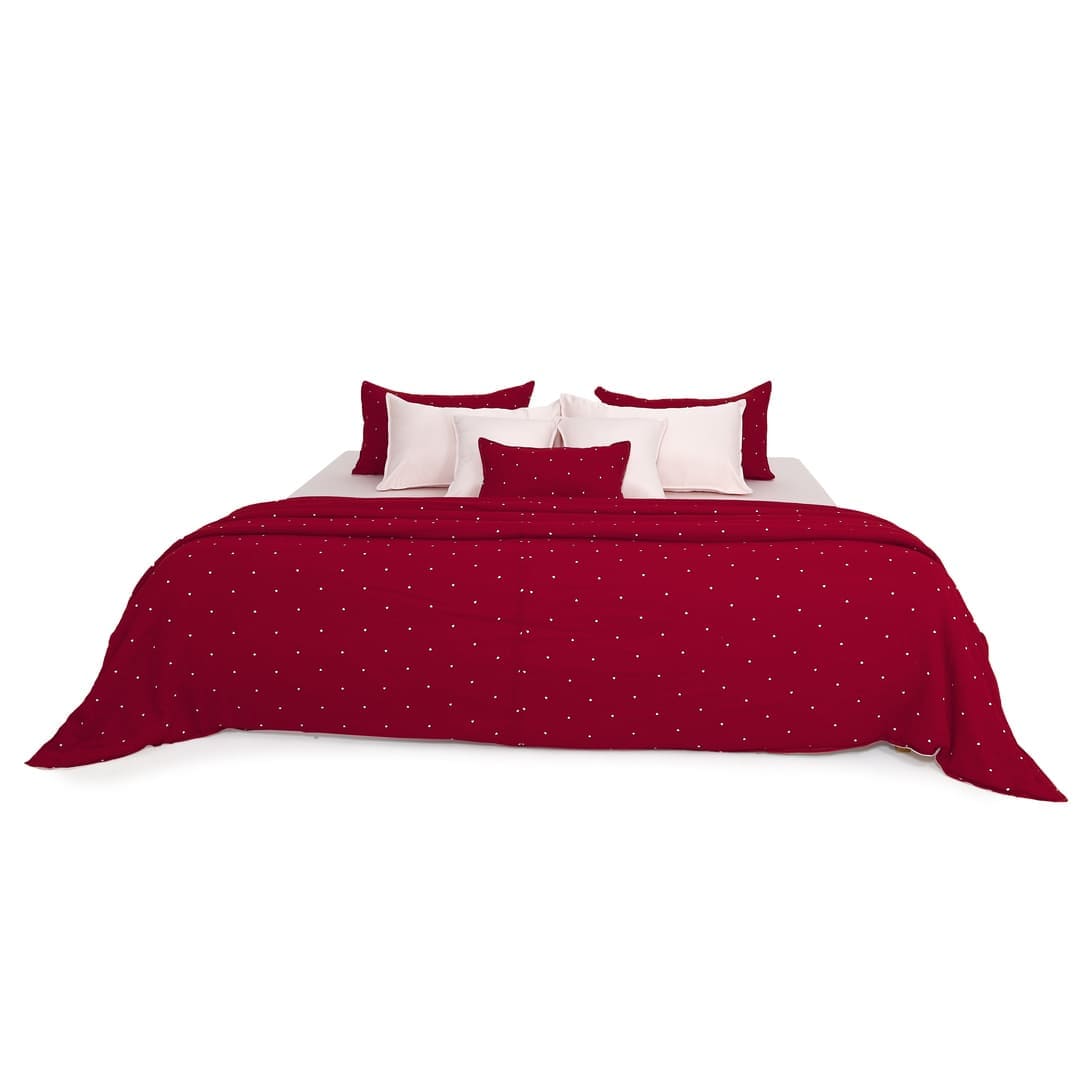 Linen Blend AC Comforter With 2 Pillow Cases and 1 Breakfast Pillow - Luvlap