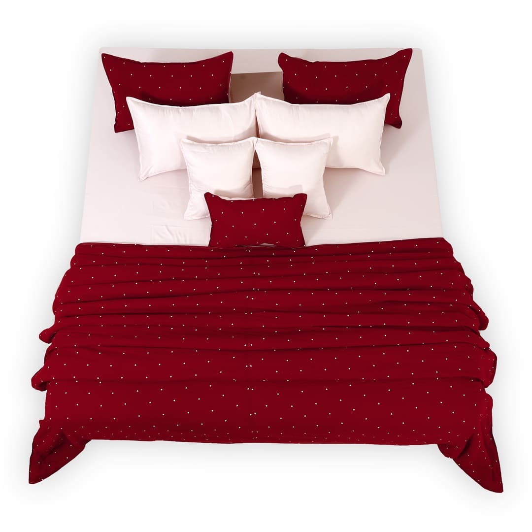 Linen Blend AC Comforter With 2 Pillow Cases and 1 Breakfast Pillow - Luvlap