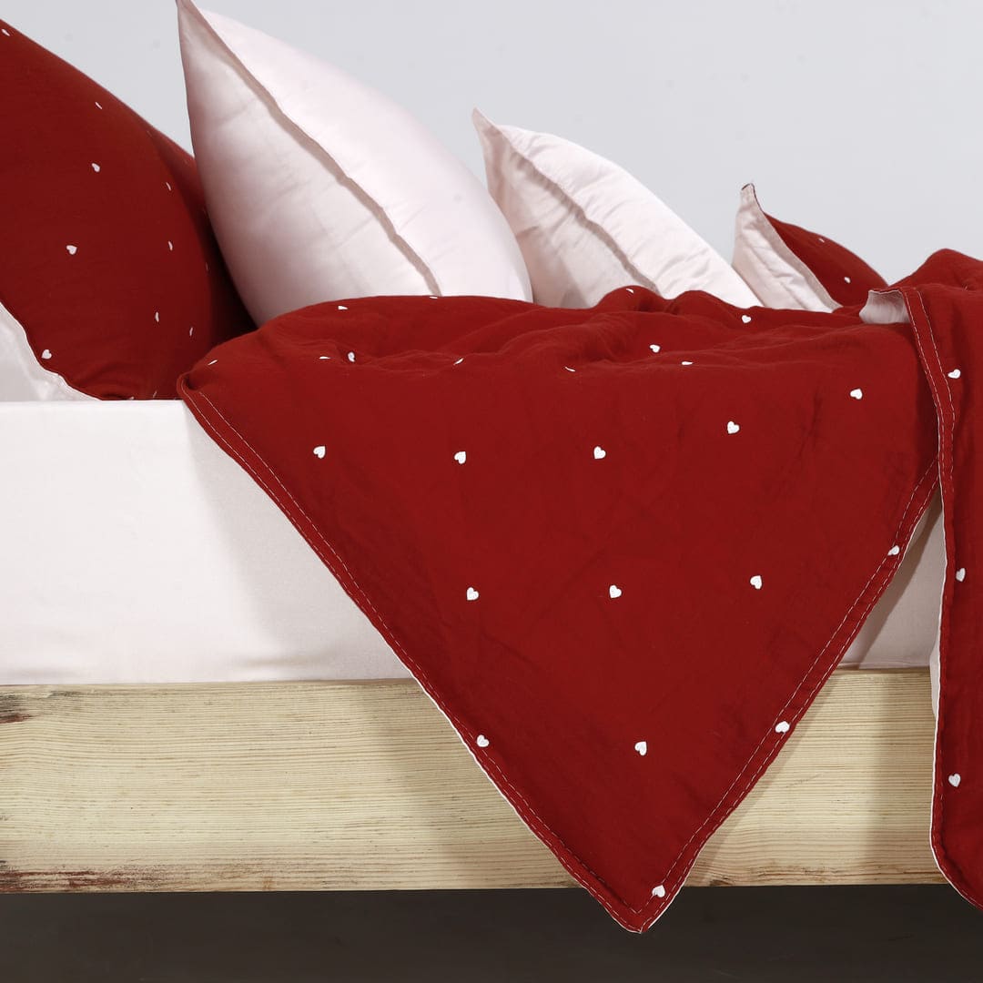 Linen Blend AC Comforter With 2 Pillow Cases and 1 Breakfast Pillow - Luvlap