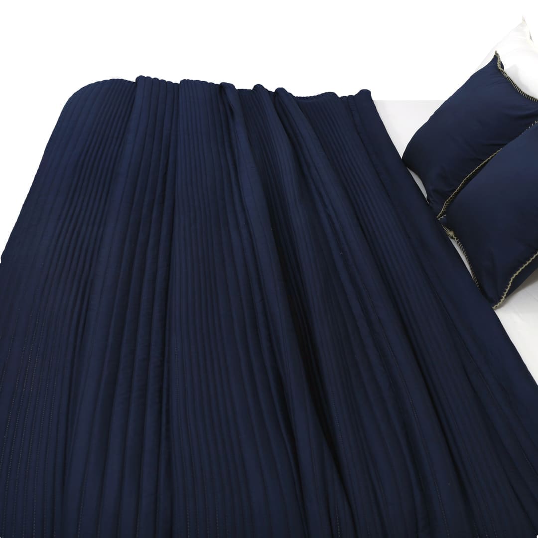 Zarf California King Size AC Comforters With 2 Pillow Cases & 2 Cushion Covers - Navy Blue