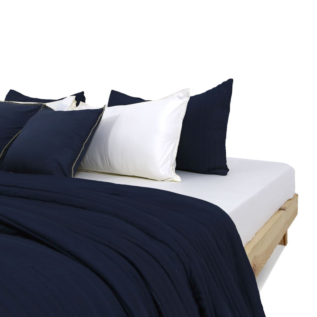 Zarf AC Comforters For Single Size Bed With 2 Pillow Cases & 2 Cushion Covers -  Navy Blue
