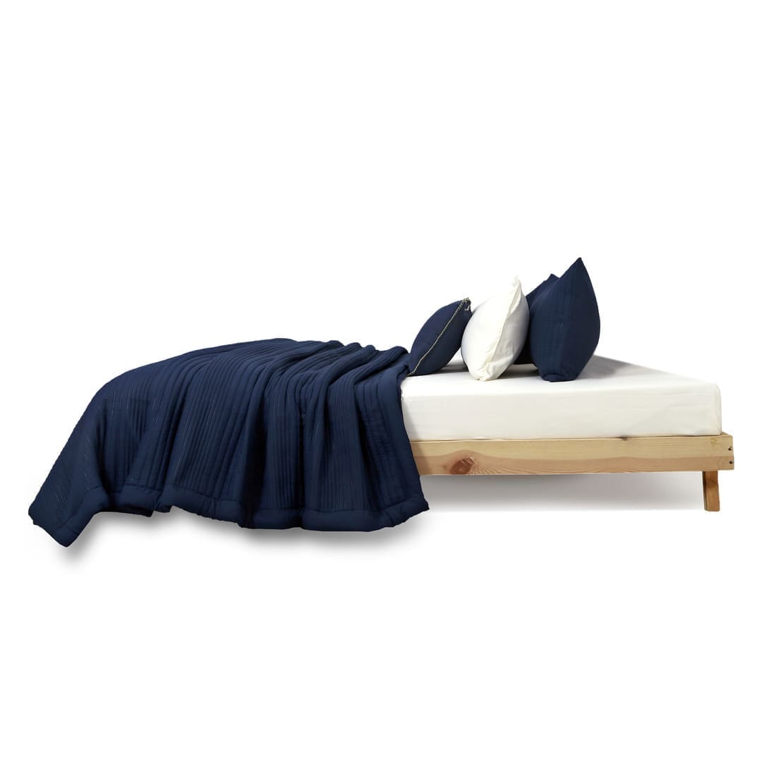 Zarf AC Comforters For Single Size Bed With 2 Pillow Cases & 2 Cushion Covers -  Navy Blue
