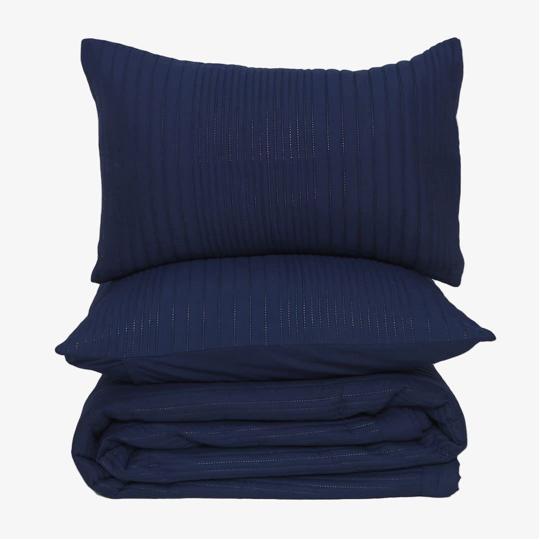Zarf AC Comforters For Single Size Bed With 2 Pillow Cases & 2 Cushion Covers -  Navy Blue