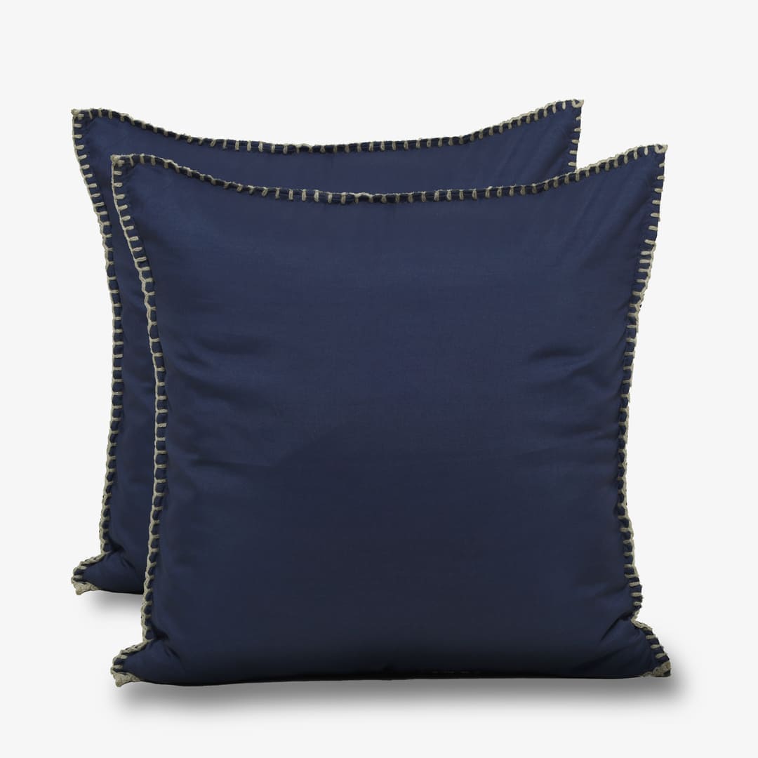 Zarf California King Size AC Comforters With 2 Pillow Cases & 2 Cushion Covers - Navy Blue