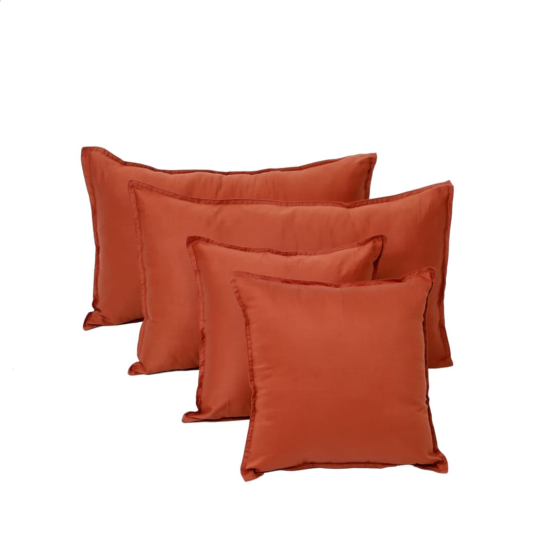 Zeries Egyptian Cotton Bedsheets With 2 Pillow Cases & 2 Cushion Covers - Terra