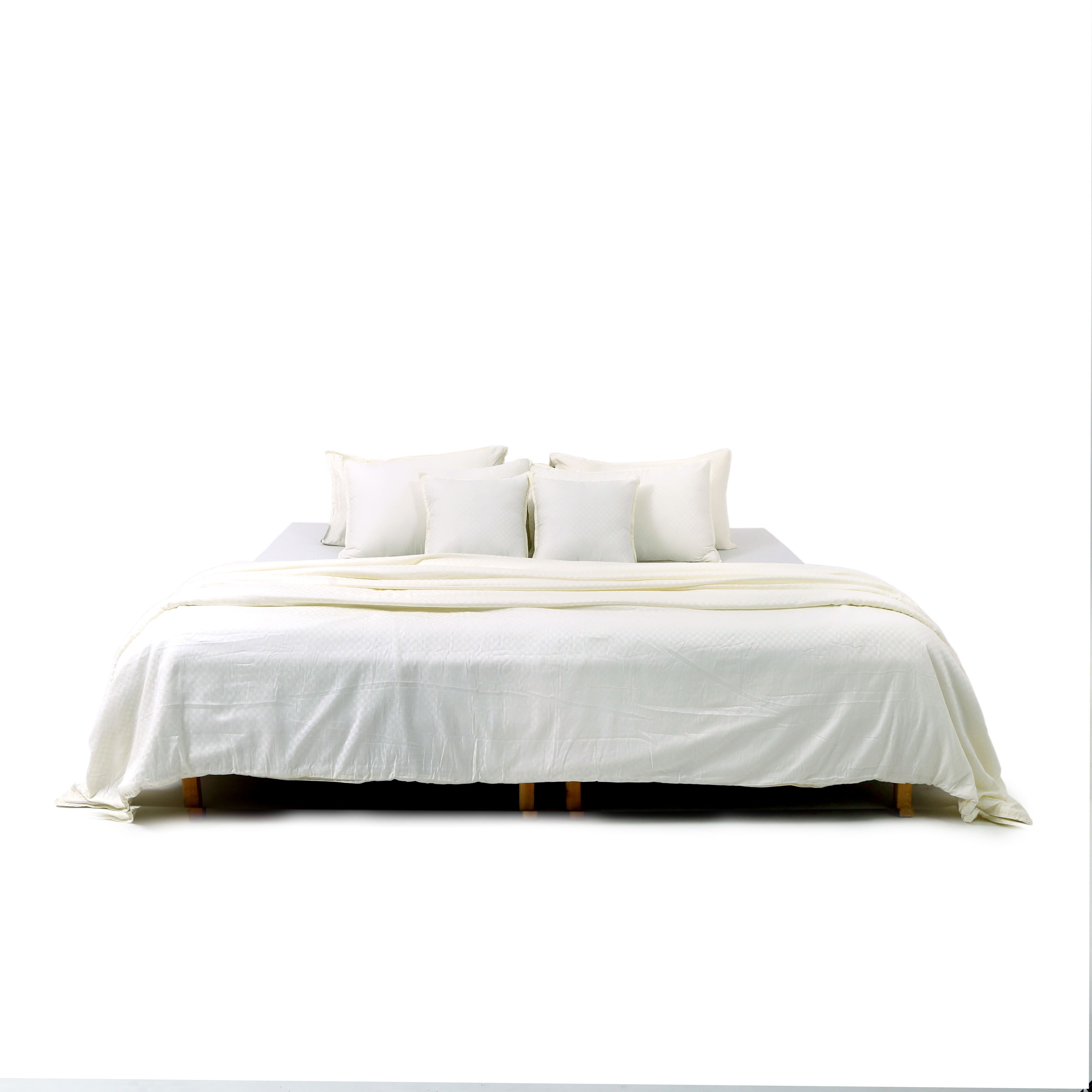 Zeries Egyptian Cotton Jacquard Bedsheets With 2 Pillow Cases & 2 Cushion Covers - Ivory