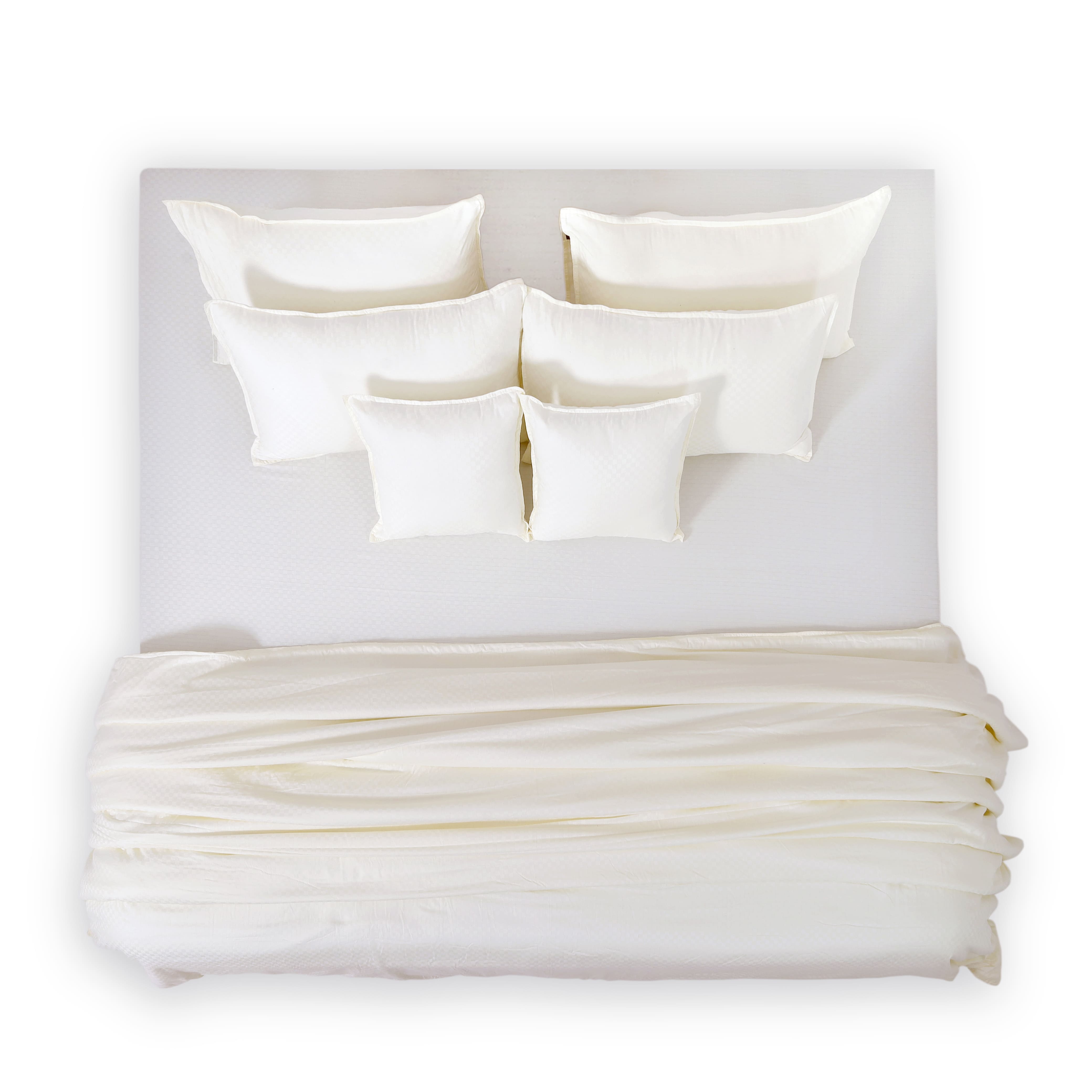 Zeries Egyptian Cotton Jacquard Bedsheets With 2 Pillow Cases & 2 Cushion Covers - Ivory