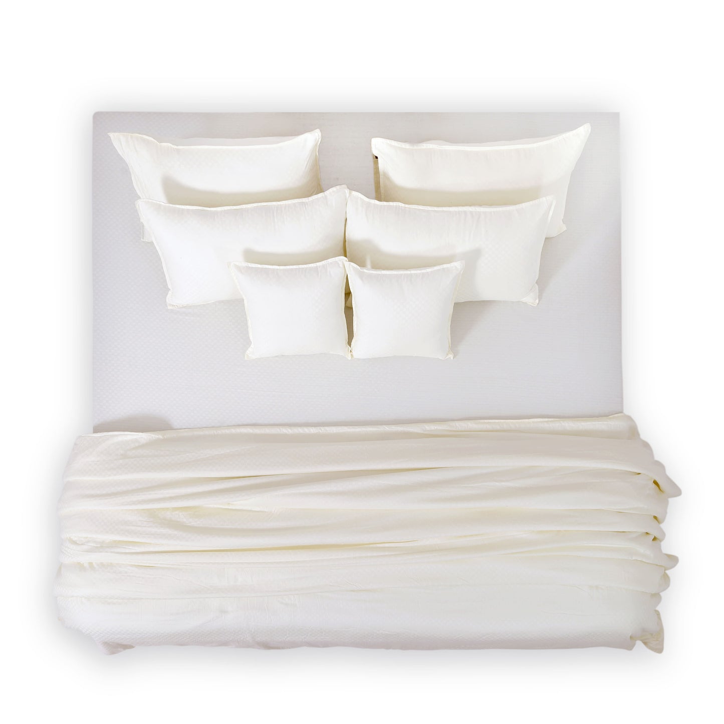 Zeries Egyptian Cotton Jacquard Bedsheets With 2 Pillow Cases & 2 Cushion Covers - Ivory
