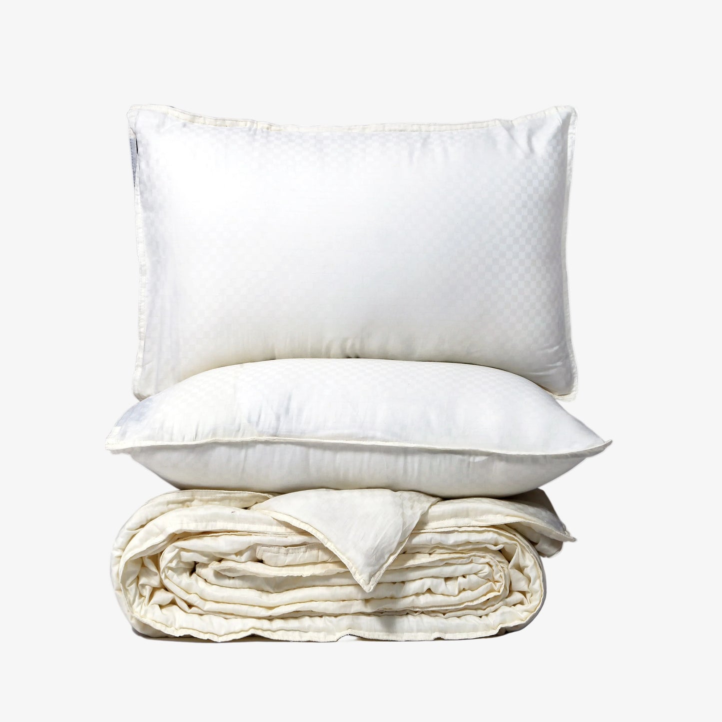 Zeries Egyptian Cotton Jacquard Bedsheets With 2 Pillow Cases & 2 Cushion Covers - Ivory