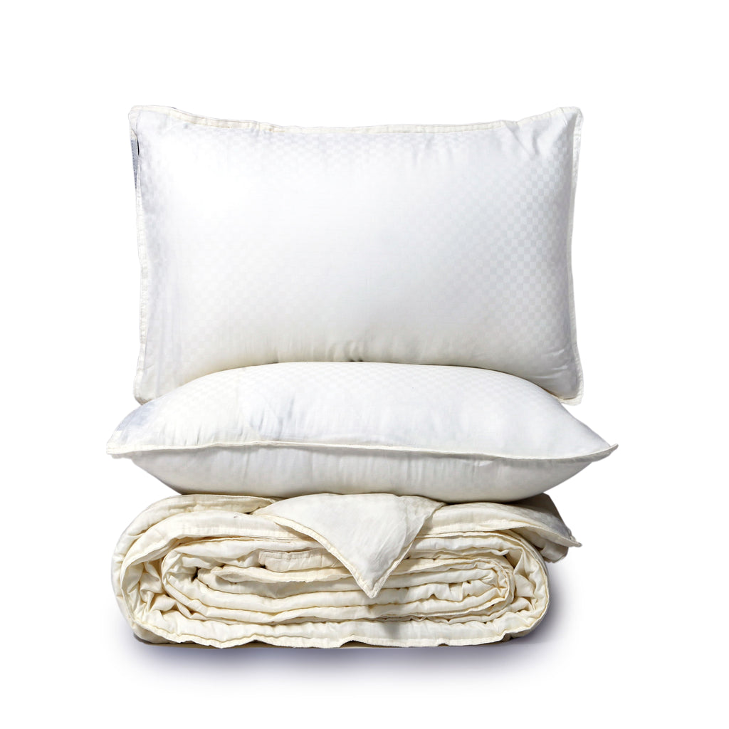 Zeries Egyptian Cotton Jacquard Bedsheets With 2 Pillow Cases & 2 Cushion Covers - Ivory