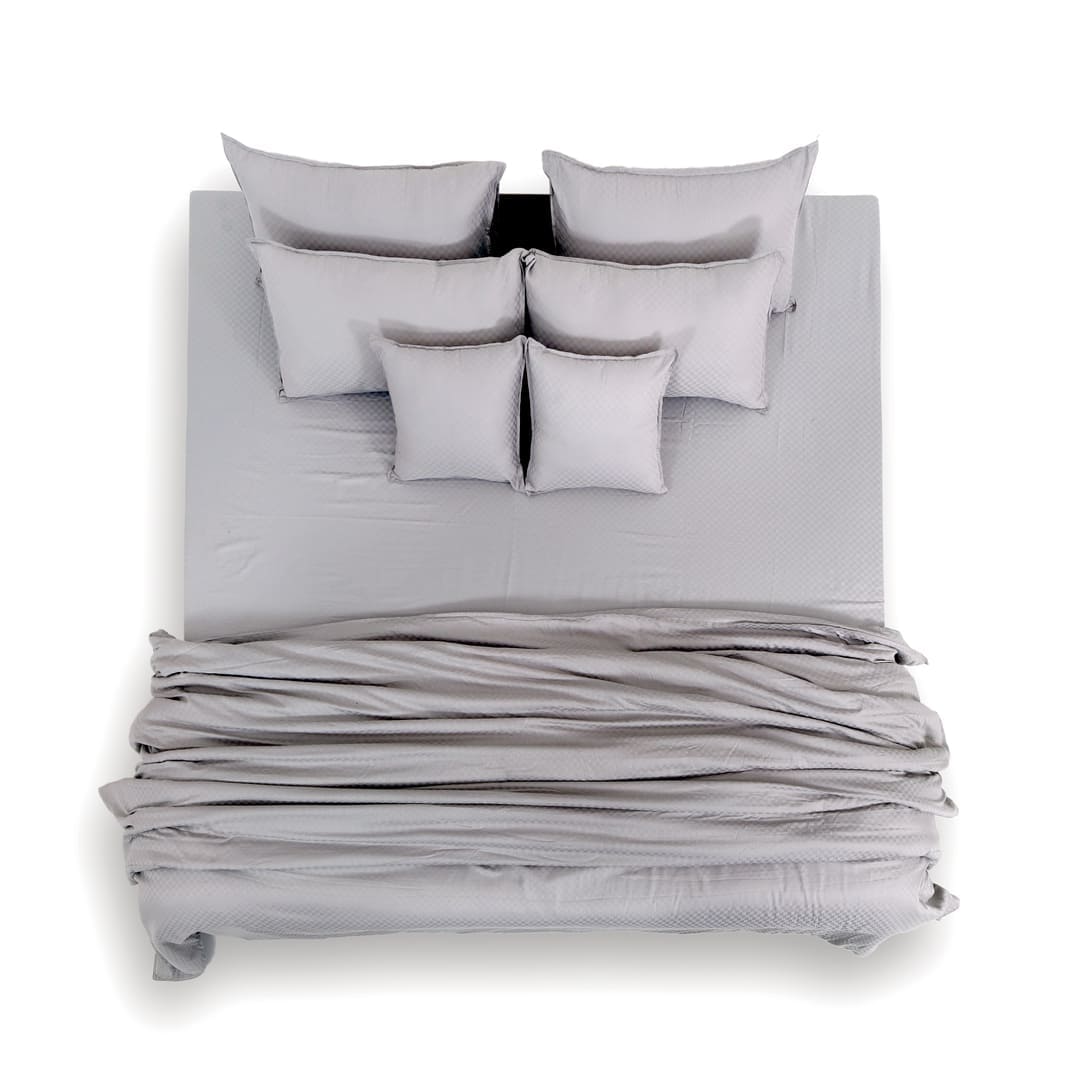 Zeries Egyptian Cotton Jacquard Bedsheets With 2 Pillow Cases & 2 Cushion Covers - Cenere