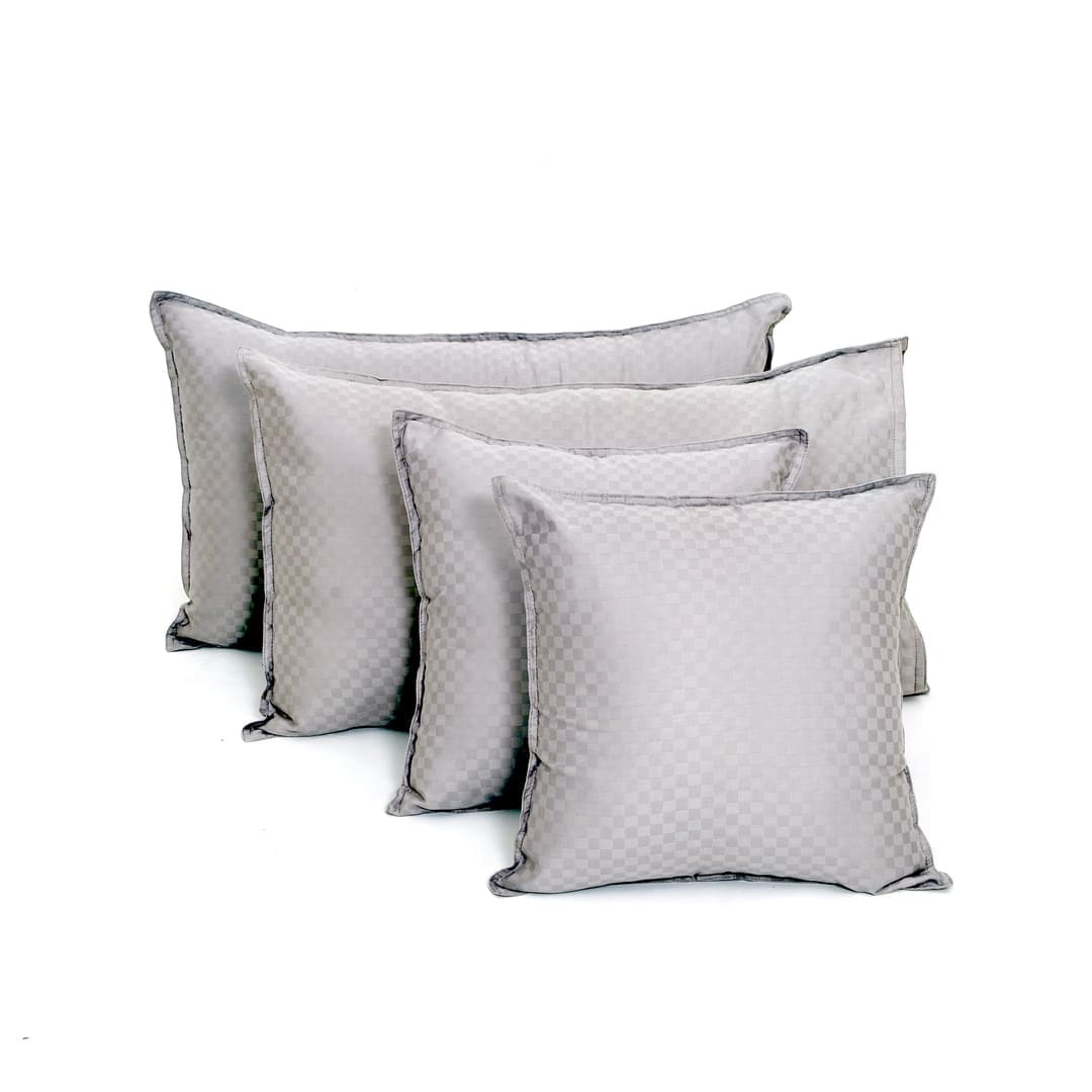 Zeries Egyptian Cotton Jacquard Bedsheets With 2 Pillow Cases & 2 Cushion Covers - Cenere