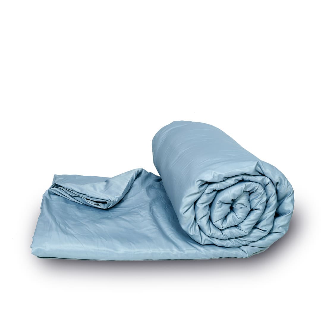 ZARF Italian Staple Weave Bedsheet With 2 Designer Pillow Cases, 2 Solid Pillowcases & 2 Cushion Covers - Skyline