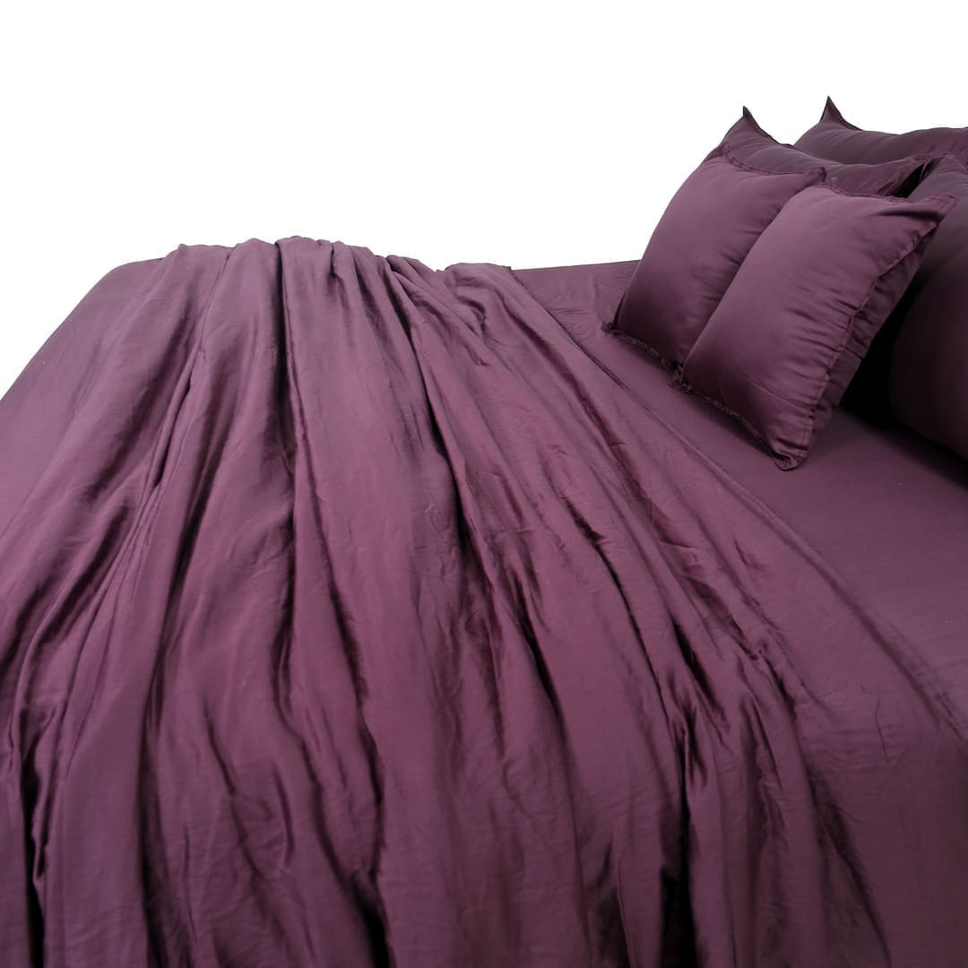 Zeries Egyptian Cotton Bedsheets With 2 Pillow Cases & 2 Cushion Covers - Plum