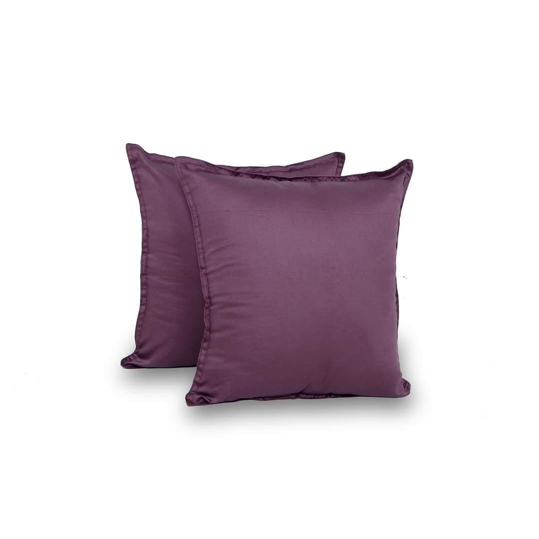 Egyptian Cotton Cushion Covers- Set Of 2 - Plum