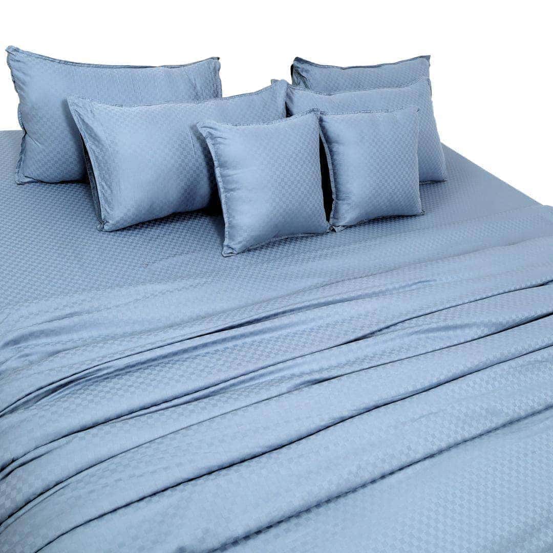 Zeries Egyptian Cotton Jacquard Bedsheets With 2 Pillow Cases & 2 Cushion Covers - Sienna