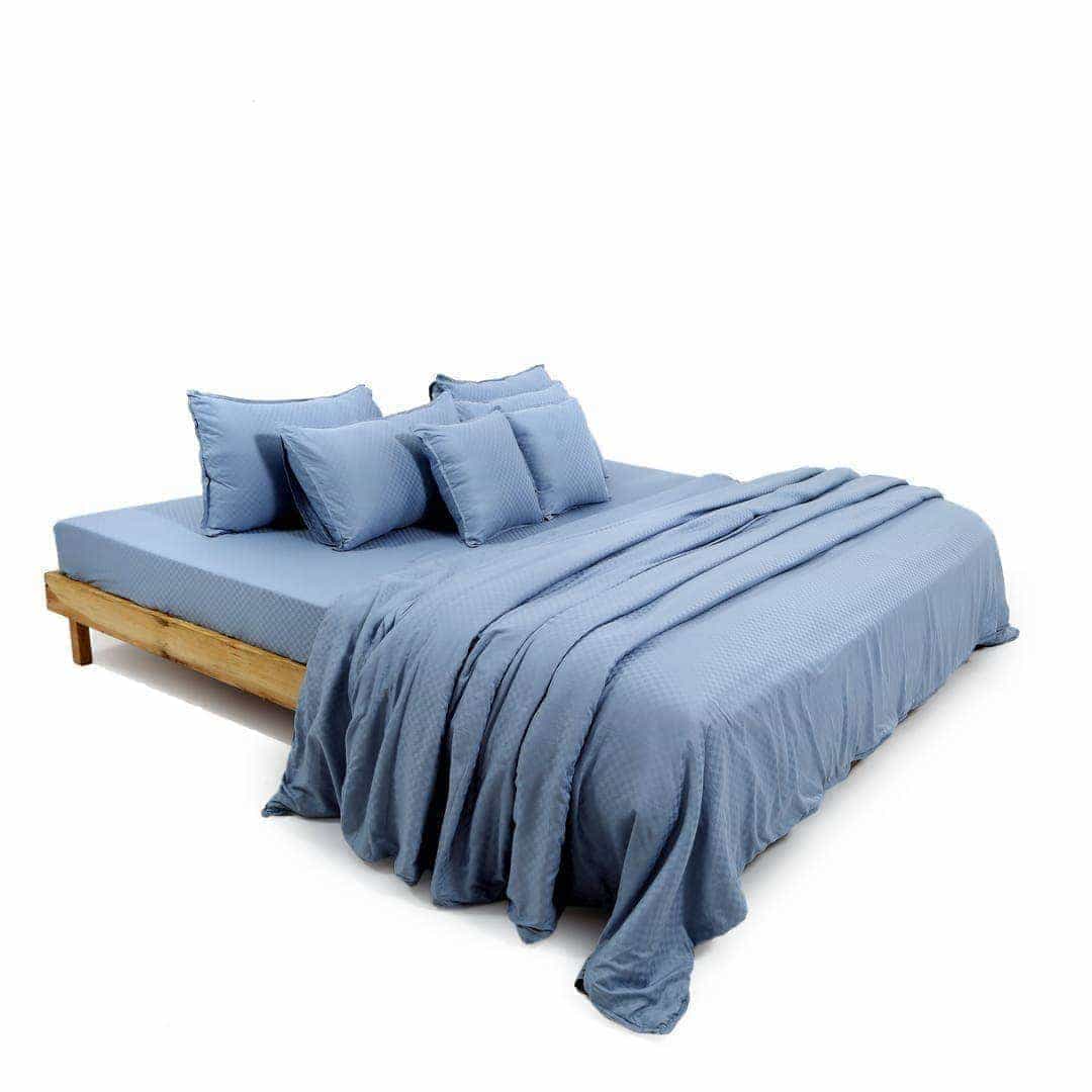 Zeries Egyptian Cotton Jacquard Bedsheets With 2 Pillow Cases & 2 Cushion Covers - Sienna
