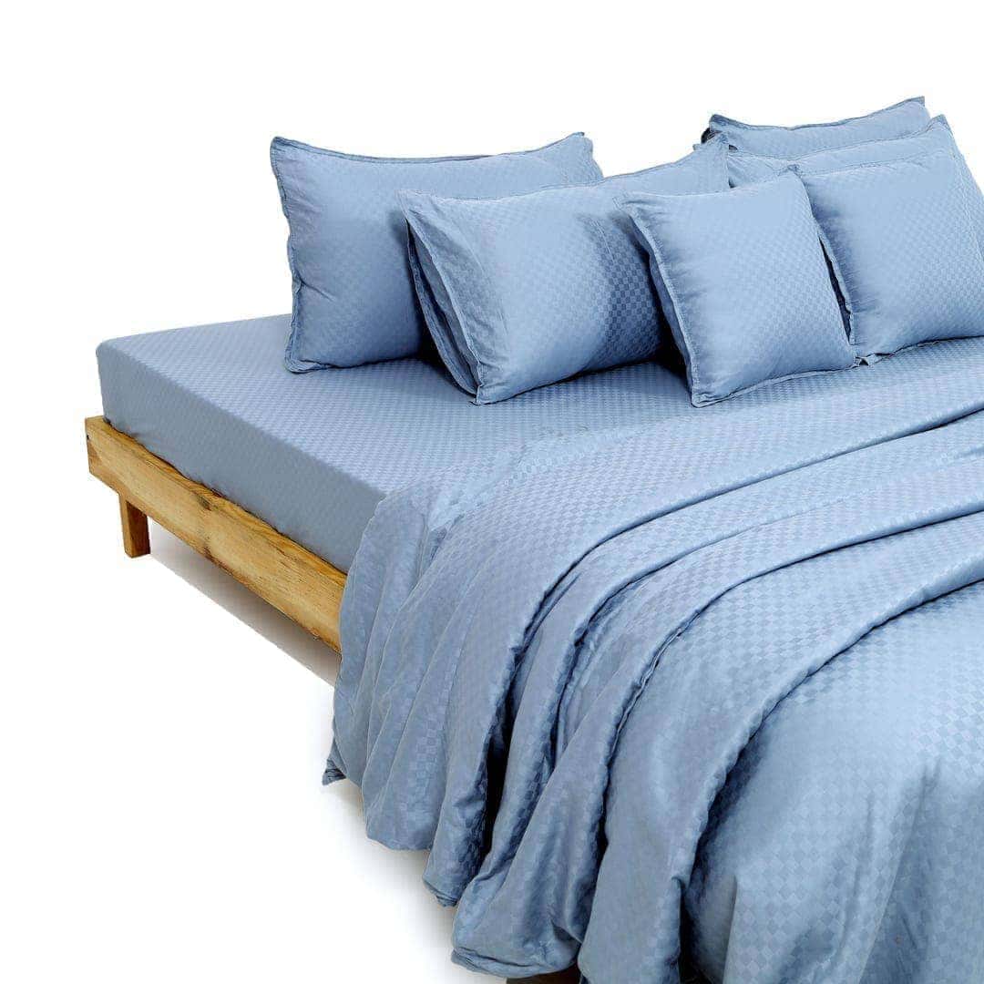 Zeries Egyptian Cotton Jacquard Bedsheets With 2 Pillow Cases & 2 Cushion Covers - Sienna