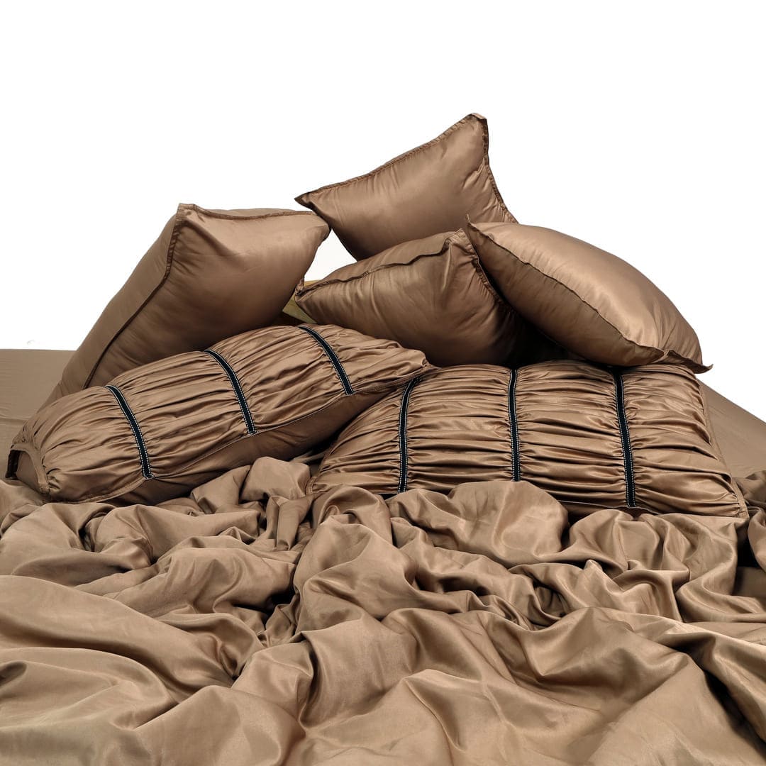 Italian Weave Designer Pillow Covers- Set Of 2 - Caramel