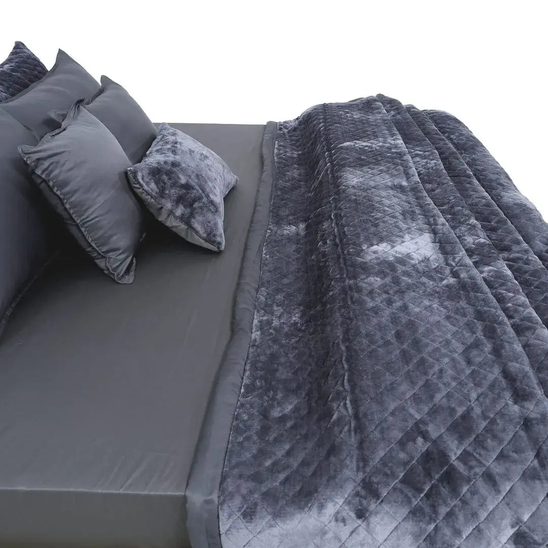 Zarf Linen Blend Bedding Set Of 9 - Tempest